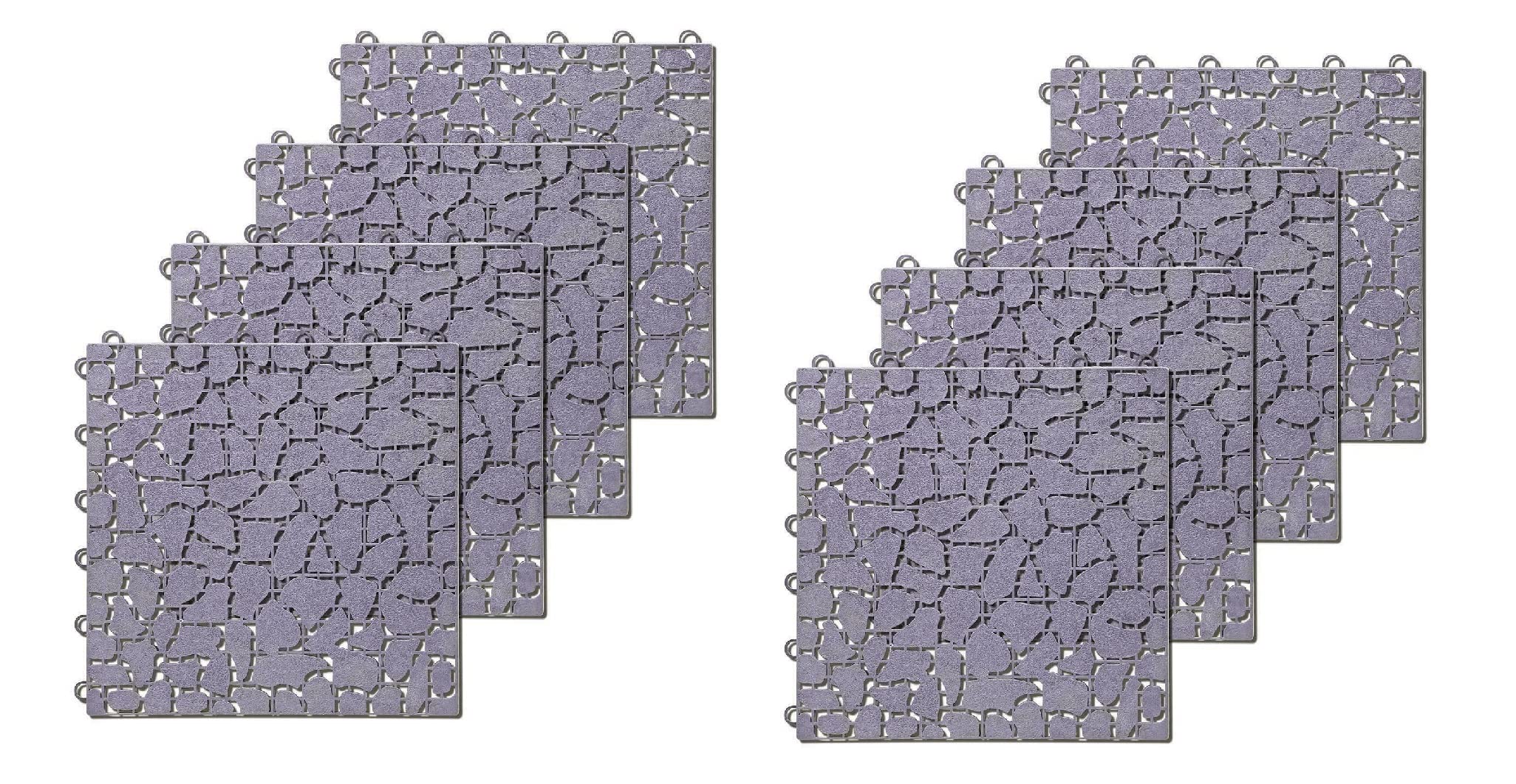 NIGMA ABS Plastic Paving Slabs 30 x 30 cm (1 m²) Interlocking Heavy Concrete Effect Garden Tiles Flooring (2 Sets of 4 Grey)