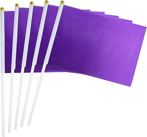 WXTWK Paquete de 25 banderas de color morado sólido, pequeñas banderas de color morado liso en palo, suministros de decoración de marcado, gran