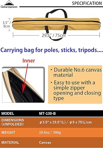 camping moon CAMPINGMOON - Funda de lona de 29.5 pulgadas de longitud, bolsa de transporte, soporte para trípode MT-130-B