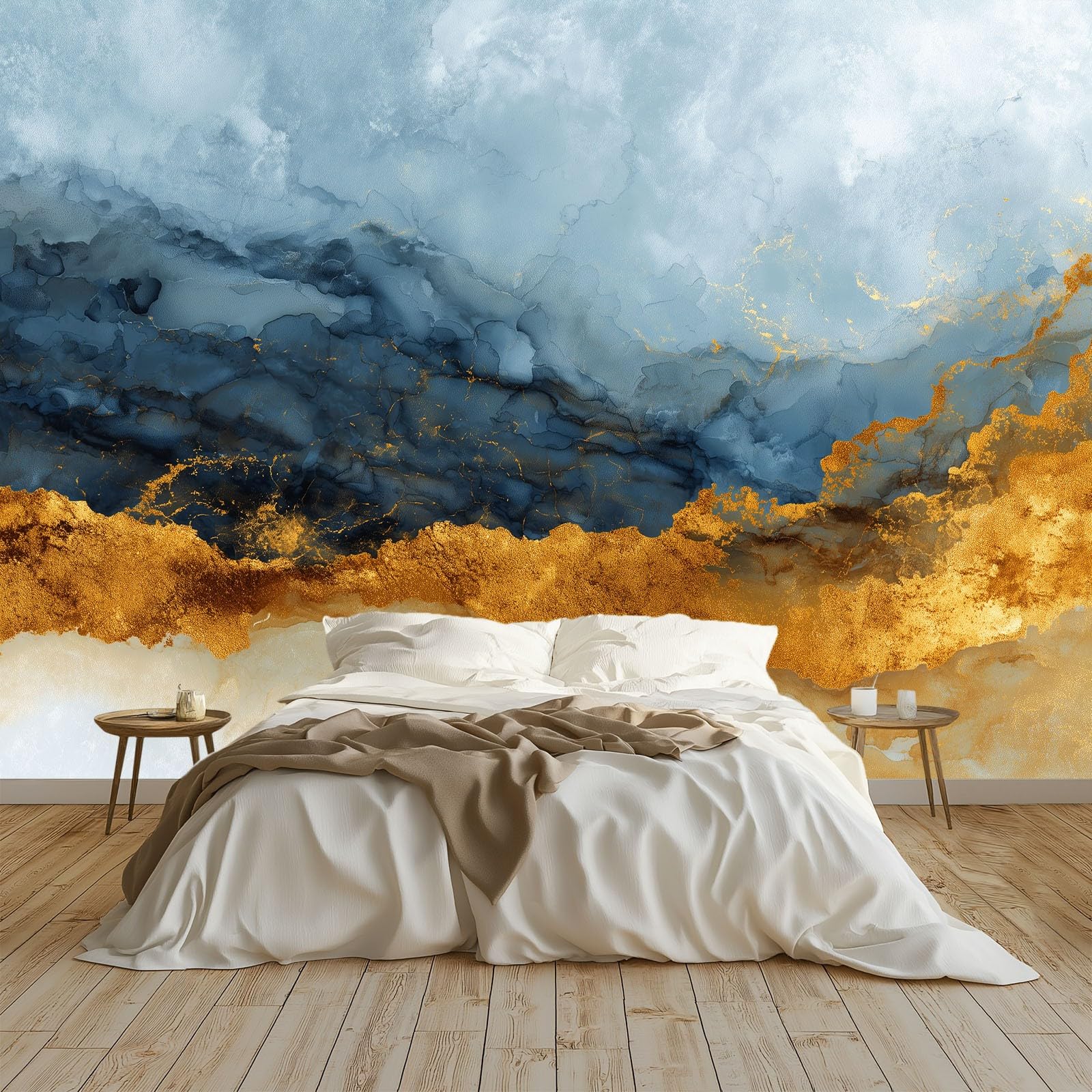 Tapisserie intissée marbre orange pour salon moderne et chambre d'enfant