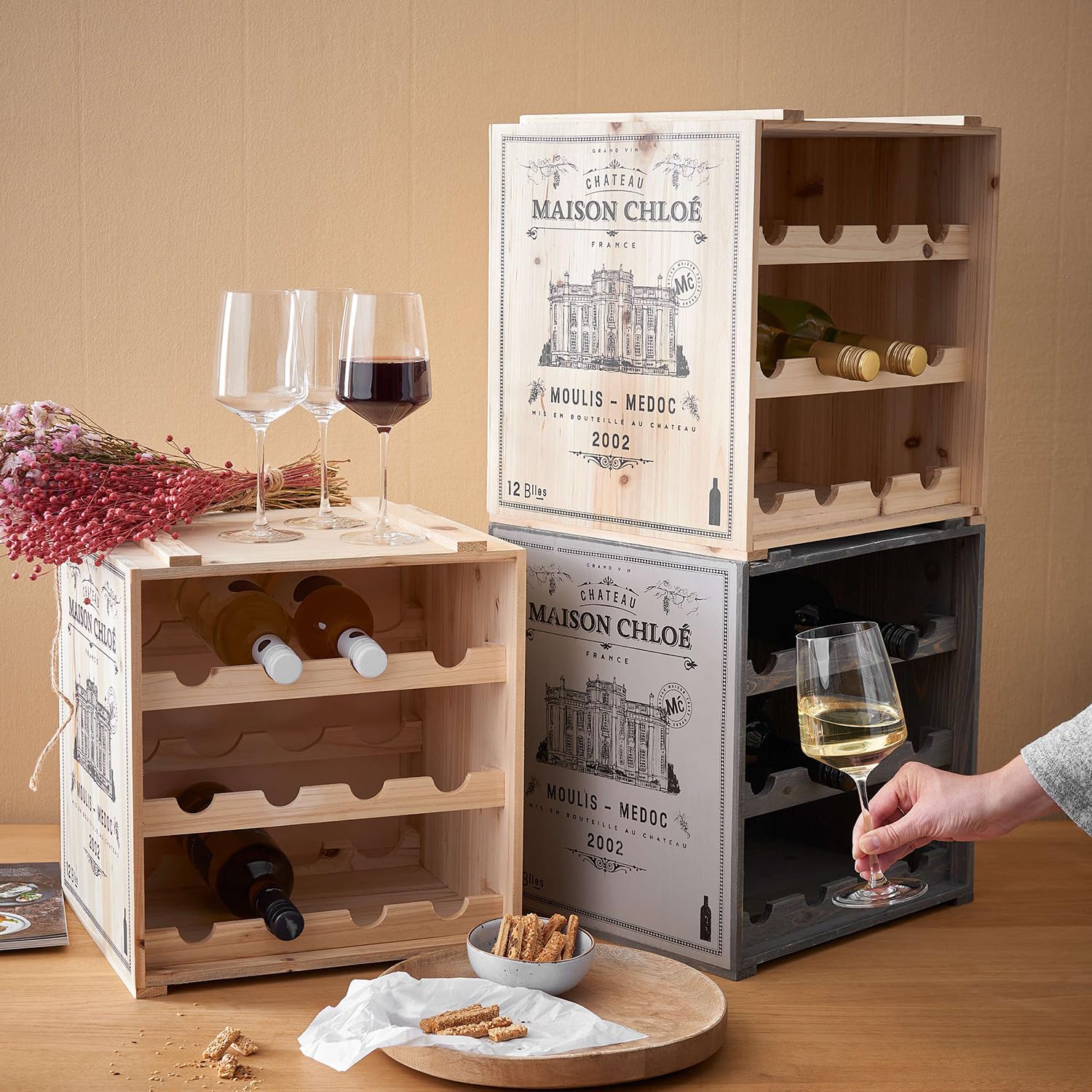 BUTLERS Weinregal 36x32 cm Tannenholz - VINOTHEK