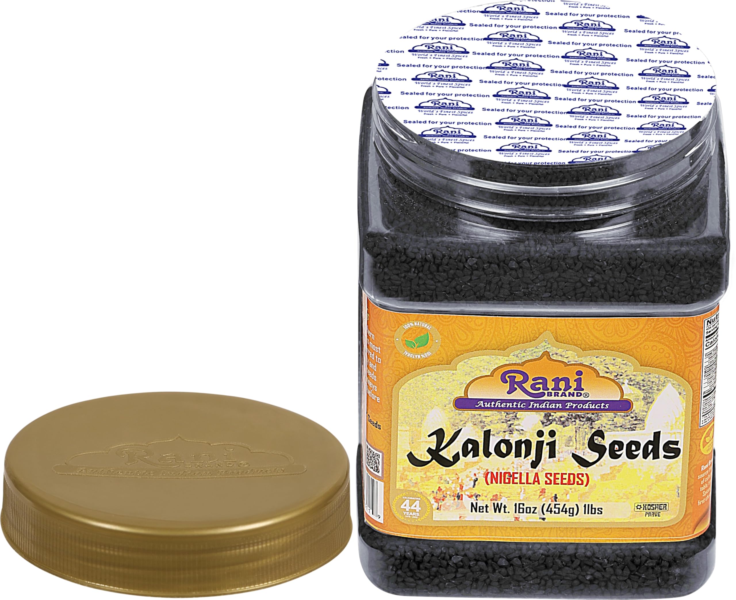 Rani Kalonji (Black Seed, Nigella Sativa, Black Cumin) Seeds 16oz (1lb) 454g PET Jar ~ All Natural | Gluten Friendly | NON-GMO | Kosher | Vegan | Indian Origin