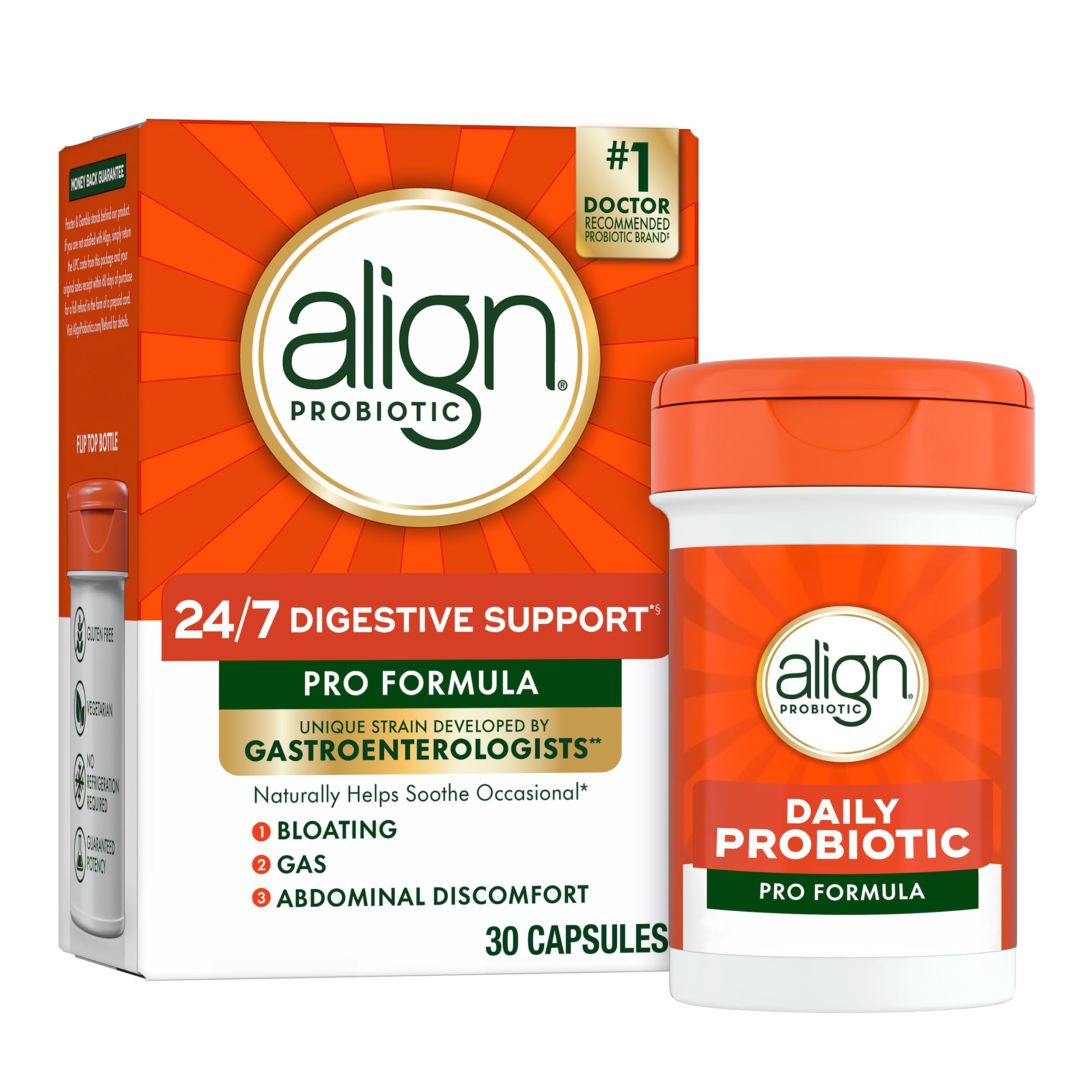 Align Probiotic, Pro Formula, Probiotics for Women and Men, Probiotics for Digestive Health, Men and Womens Probiotic Capsules Help Relieve Occasional Bloating & Gas*, 30 Capsules