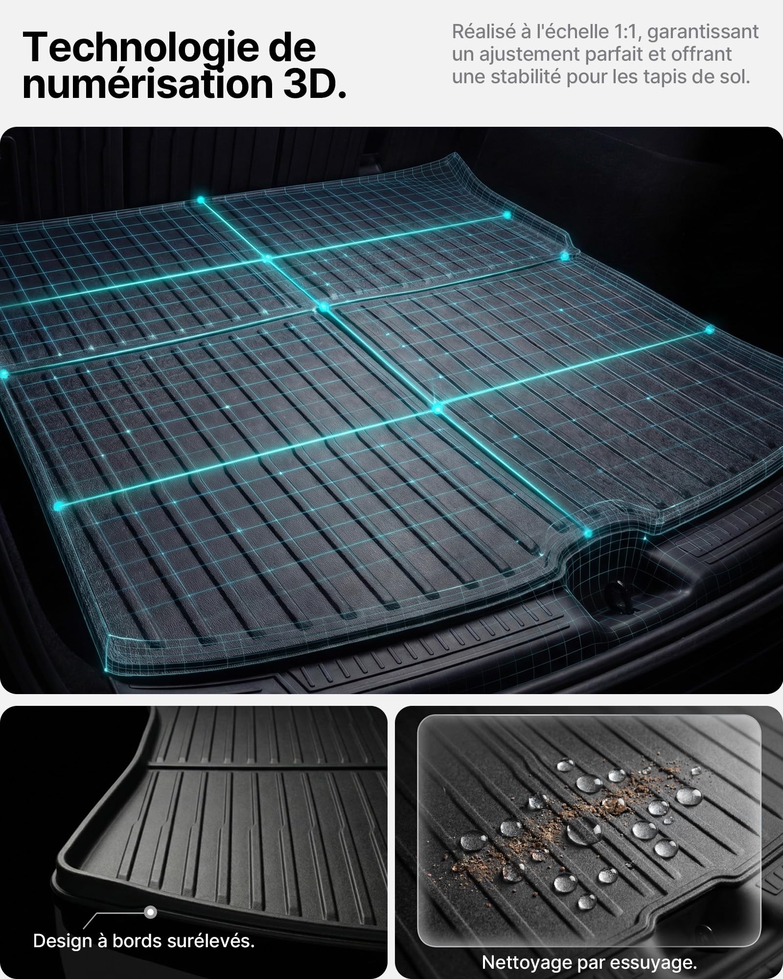 6 Pcs pour Tesla Model Y Juniper Tapis de Sol 2025-2026 | toutes saisons en TPE antidérapants et garniture de coffre avant Frunk arrière coffre Accessoires(Premium et Performance)