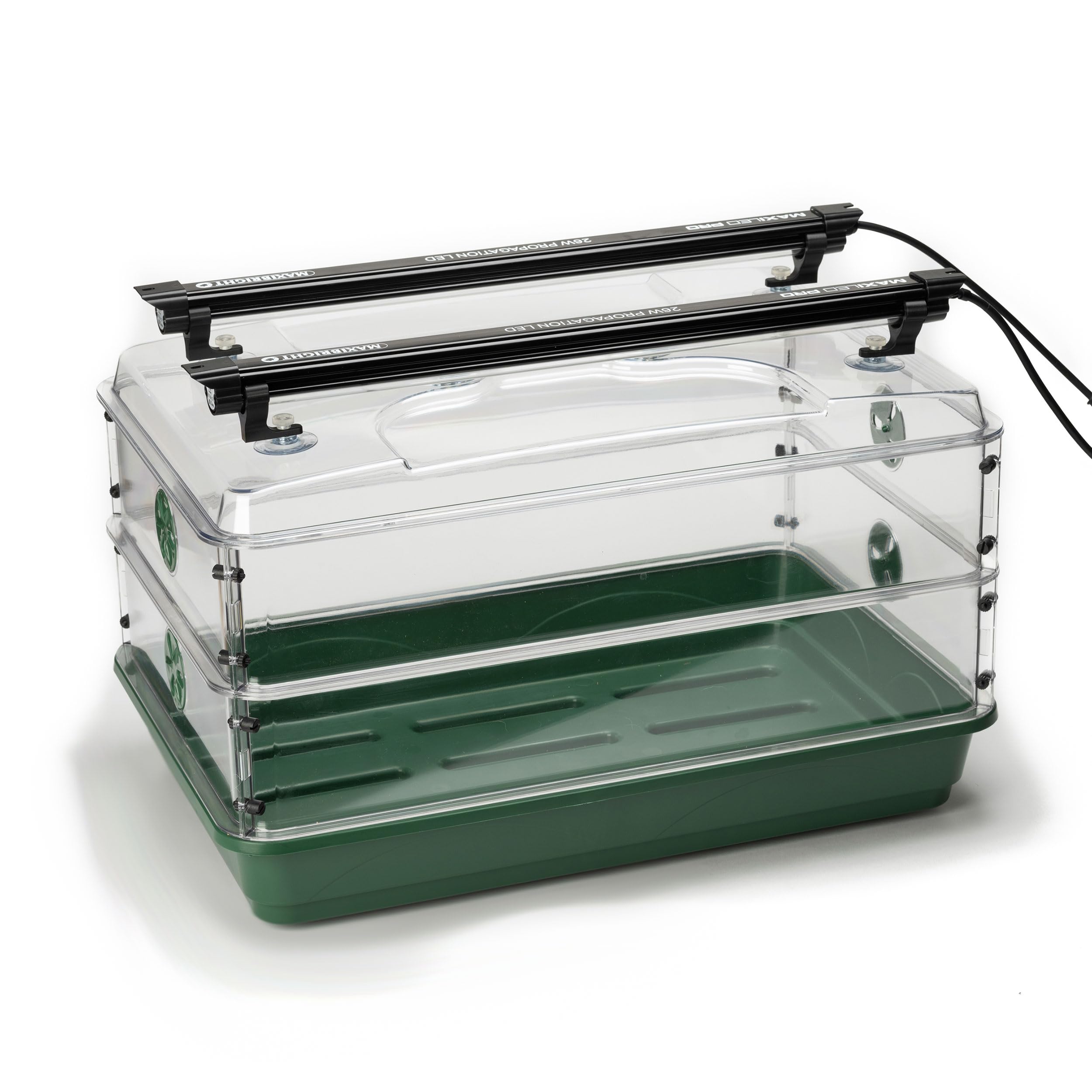 EarlyGrow Large Double Height Extendable Propagator Germination Kit with LED Grow Lights for Seed Starting, Indoor Gardening, Cloning Plants - 58x38x32.5cm