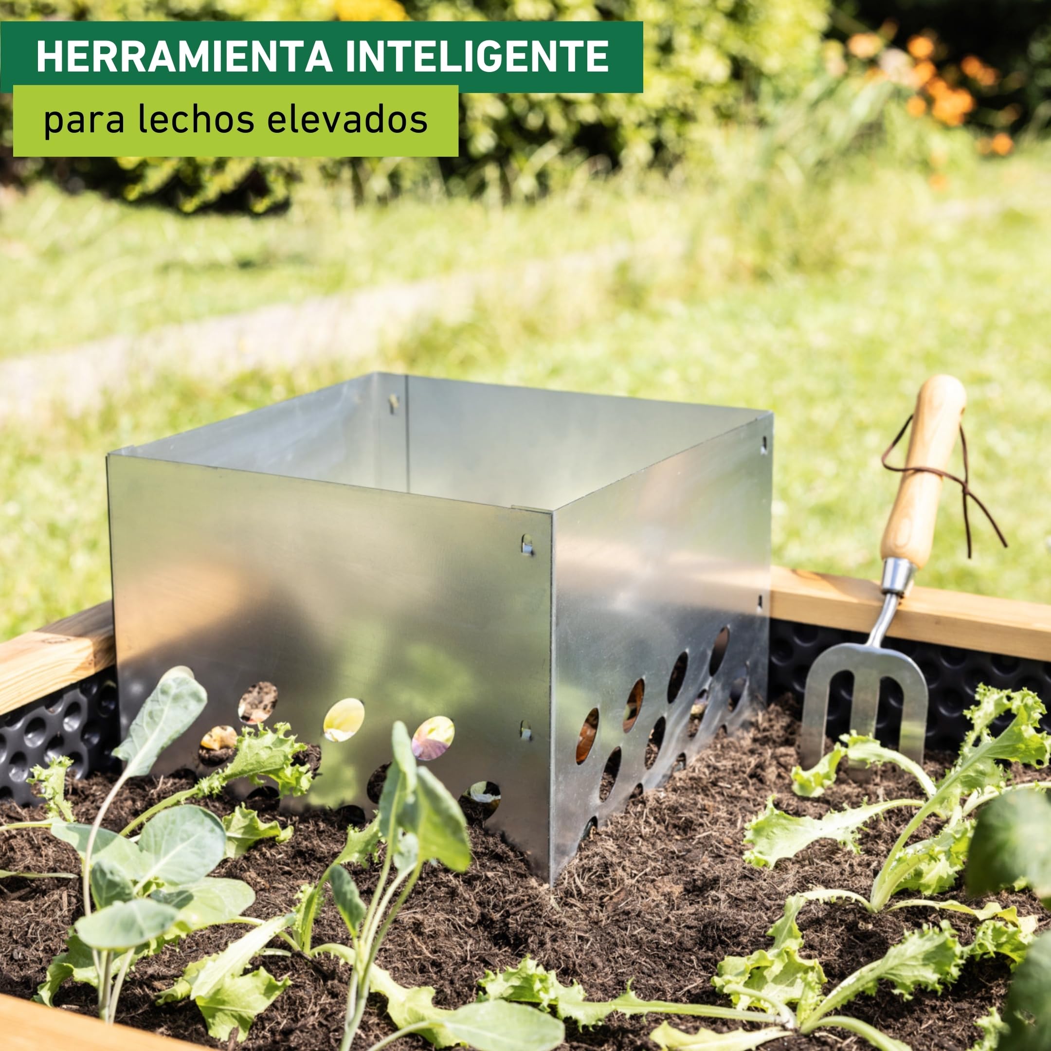 Windhager Compostador para lechos elevados, 30 x 30 x 48 cm, Acero galvanizado en Caliente, lombricompostador, compostador para lechos enterrados, Resistente a la Intemperie y Duradero, Plata