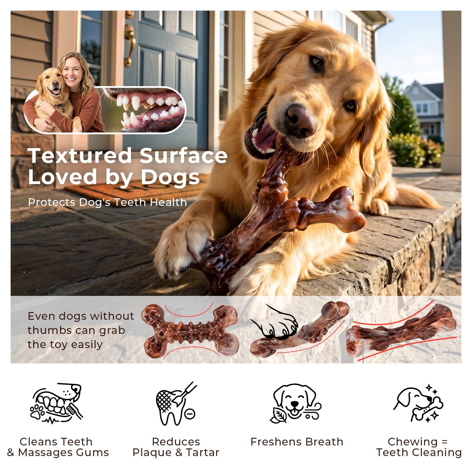 Paquete de 6 juguetes masticables de nailon resistente para perros medianos y grandes, sabor a tocino, nailon puro para masticadores agresivos, reduce el aburrimiento, formas variadas para un