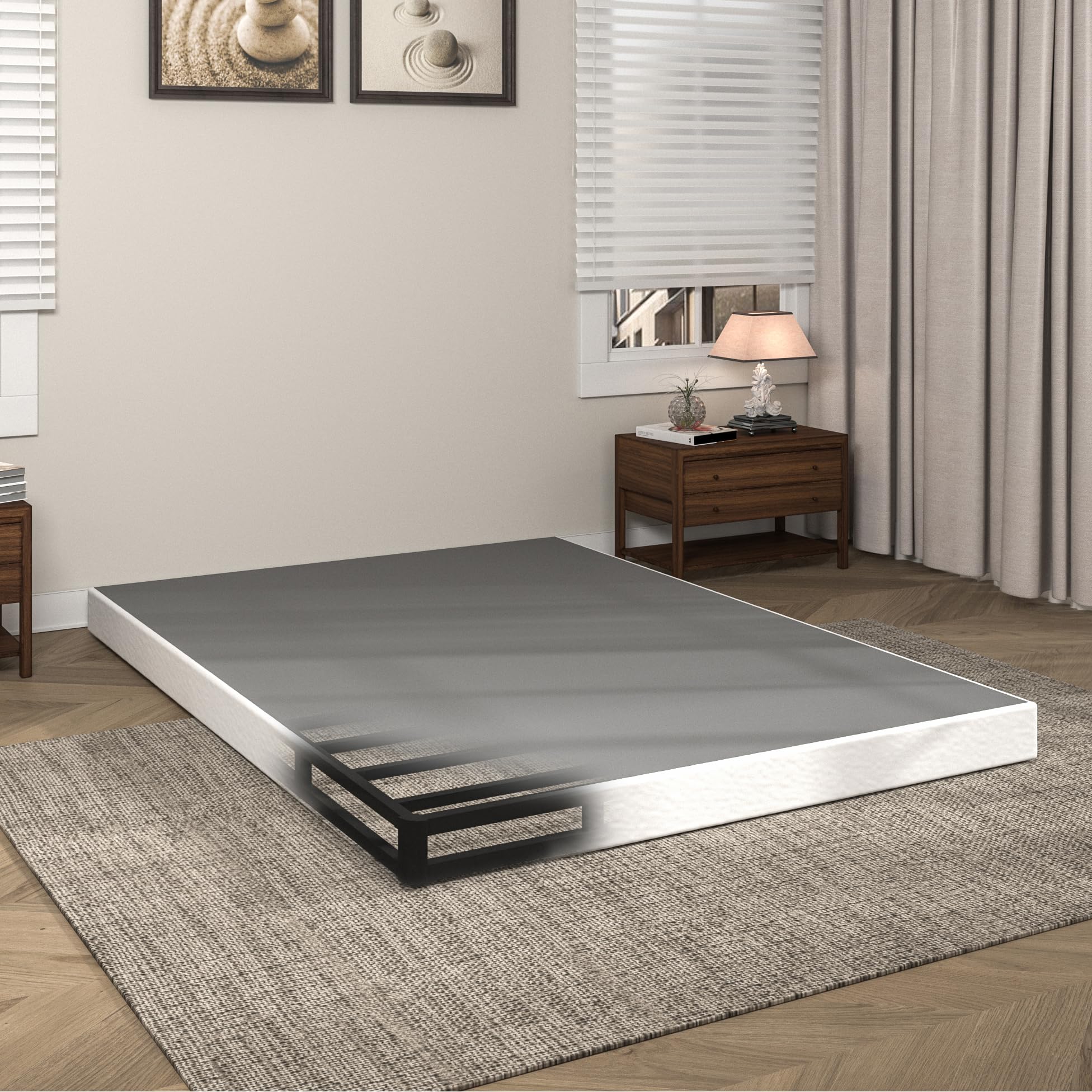 5 Inch Full Size Box Spring, Metal Heavy Duty Mattress Foundation with Fabric Cover, Easy Assembly, 3000lbs Capacity Bed Base