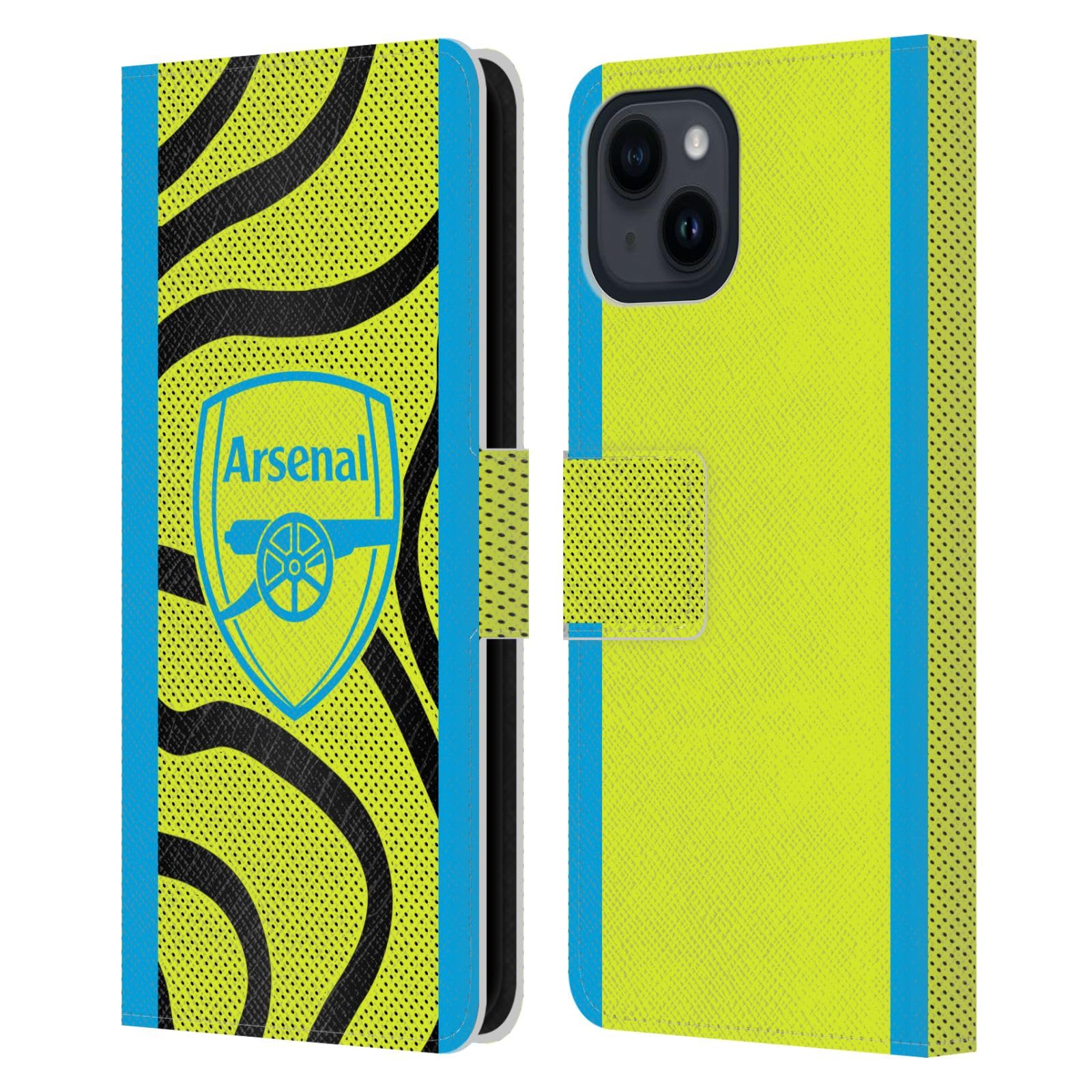 Head Case Designs Officially Licensed Arsenal FC Away 2023/24 Crest Kit Leather Wallet Case Compatible With Apple iPhone 15 — image 1