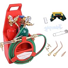 MIU-1516 Oxygen Acetylene Torch Kit W/Gas Tank (Metal ABS), Portable brazing torch kit with Gauge Oxygen Acetylene Welding Cutting Torch Kit