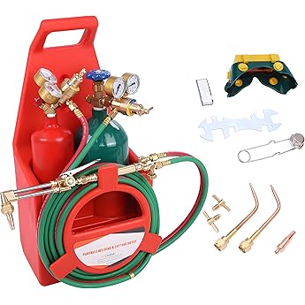 MIU-1516 Oxygen Acetylene Torch Kit W/Gas Tank (Metal ABS), Portable brazing torch kit with Gauge Oxygen Acetylene Welding Cutting Torch Kit