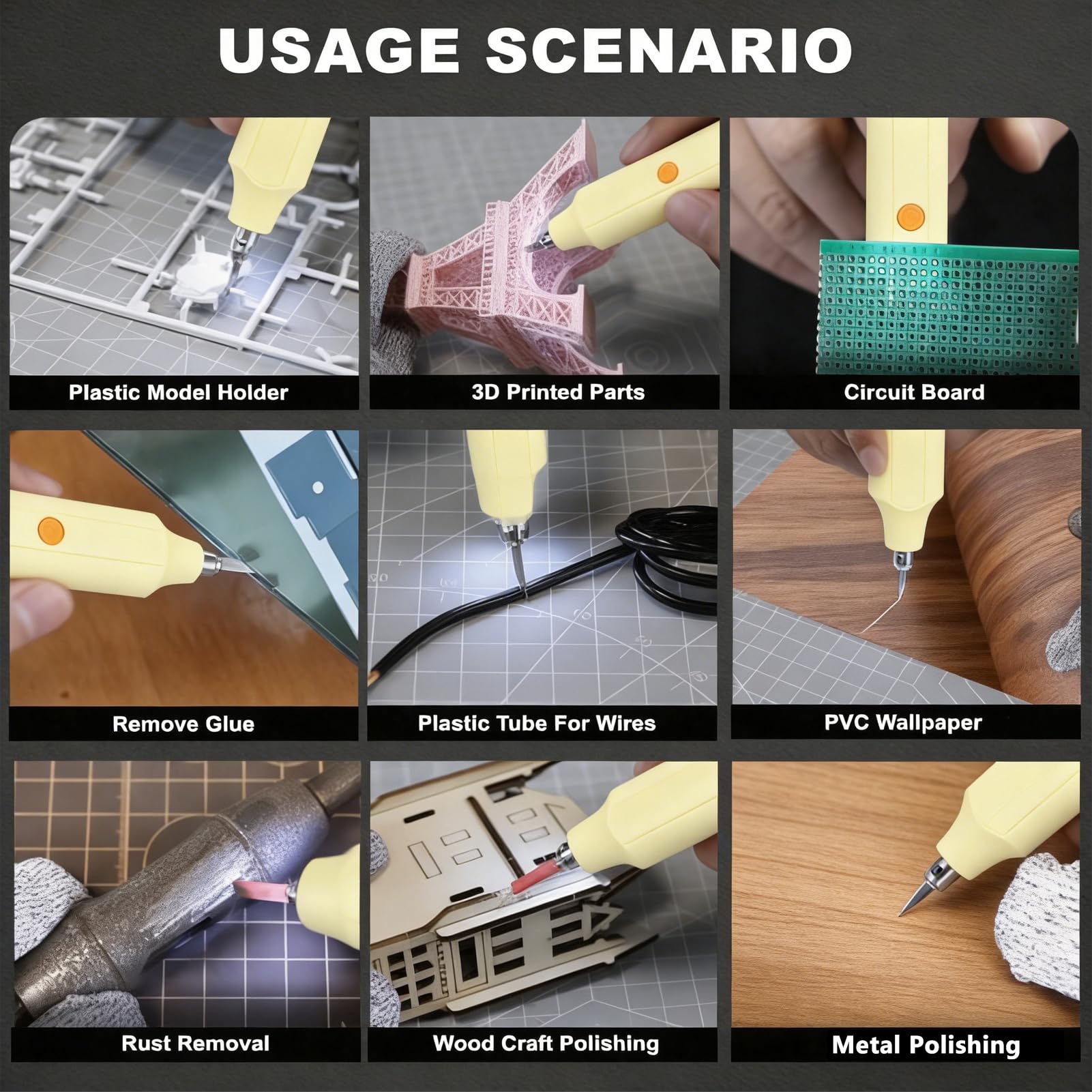 Weytoll Taglierina a ultrasuoni a mano, 40 Khz Tagliatrice ad ultrasuoni per la stampa 3D, con 3 modalità di taglio per plastica, legno e resina, e 50 lame intercambiabili incluse