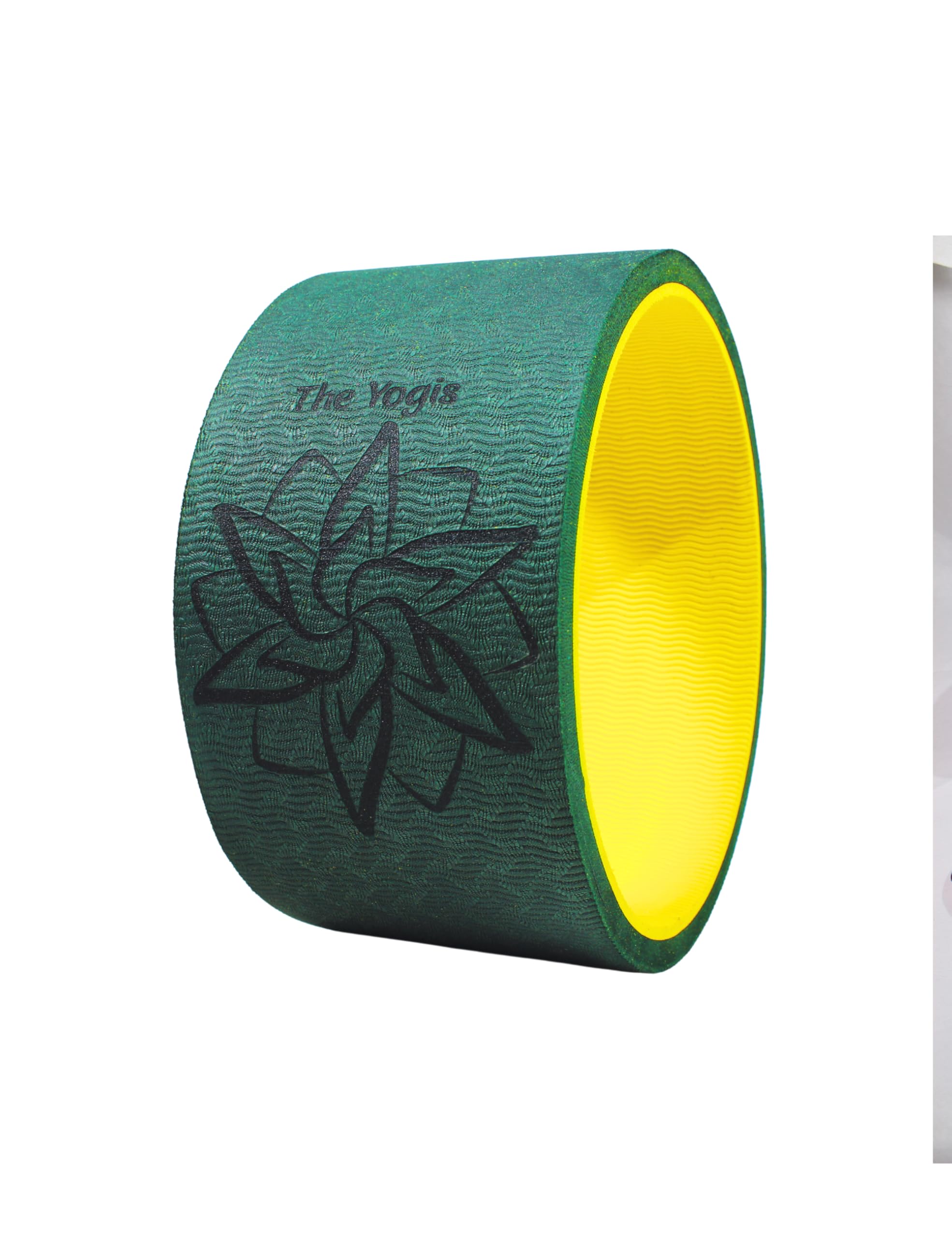 The Yogis Yoga Wheel with Mandala Design, 13 x 6.5 inch, Green and Yellow