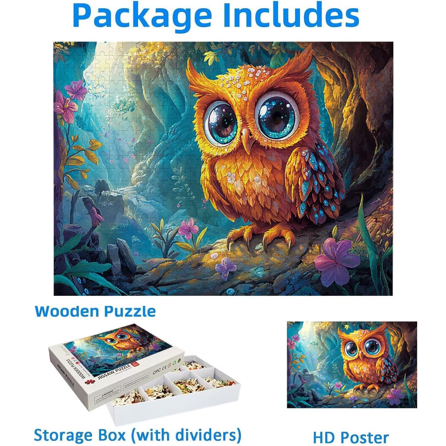 1500 Pezzi di Puzzle, Gufo1500 Pezzi di Puzzle per Adulti, Regalo di Anniversario, Regalo di Natale, Decorazione Della Casa, Prevenzione Della Degenerazione Cerebrale Negli Anziani v-563