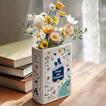 H&H Pride and Prejudice Ceramic Book Planter - Jane Austen