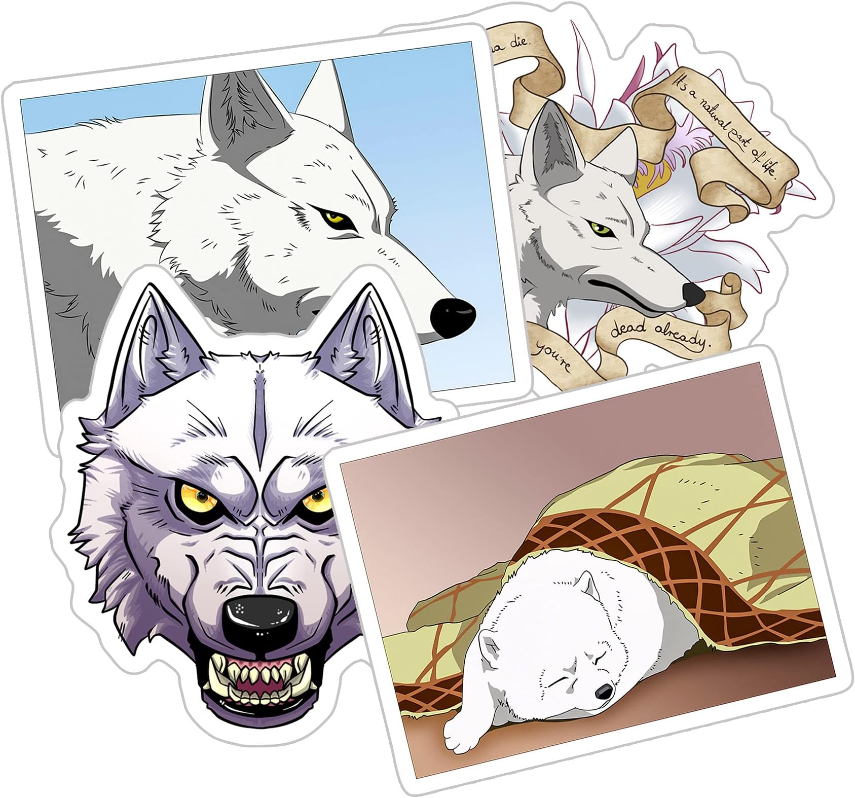 Wolf's Rain Kiba Arctic Wolf Funny Sticker for Phone, Laptop, Skateboard, Car