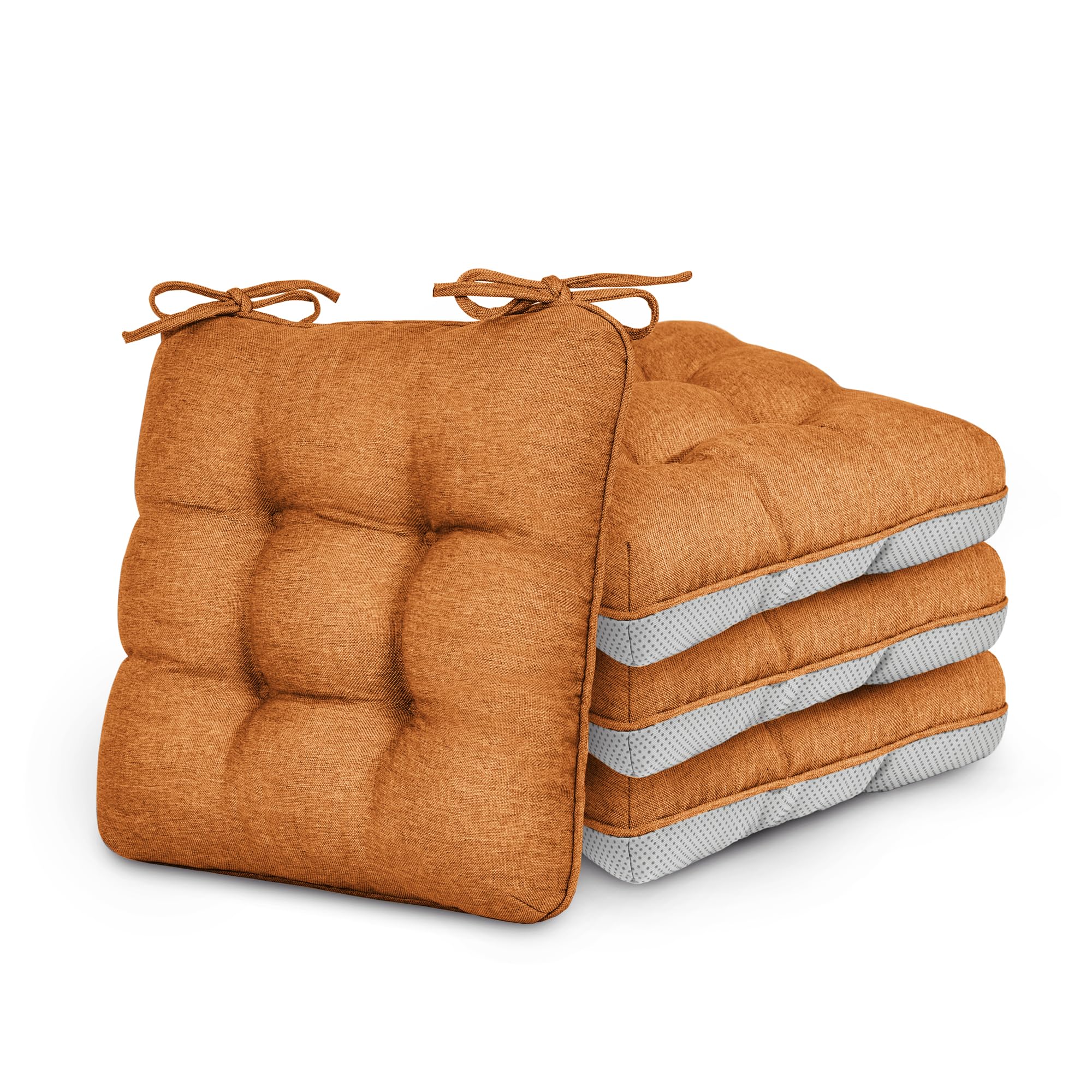 Love's cabin Memory Foam Chair Cushions Set of 4, Outdoor/Indoor Chair Pads for Dining Chairs 4 Pack, Seat Cushions for Kitchen, Dining Room, Office, Patio Chairs, 15.5"x15.5"x3.5" Terracotta
