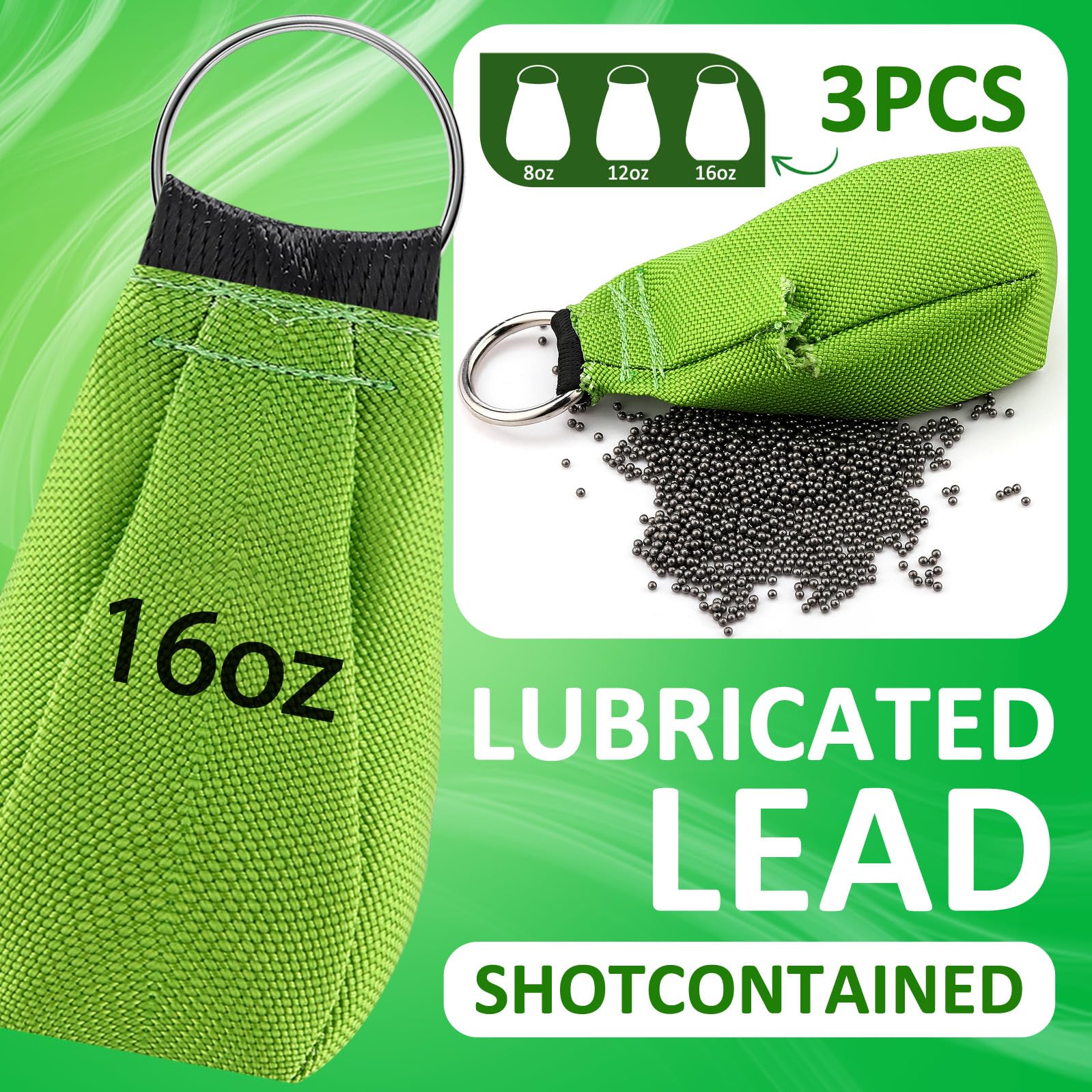 Blulu 3 Pack Set Throw Weight Pouch Bag Outdoor Sports Arborist Throw Bag with Steel Shot Filling Available Tree Climbing Rope Rigging and Outdoor Climbing Equipment for Tree Rock Spelunking