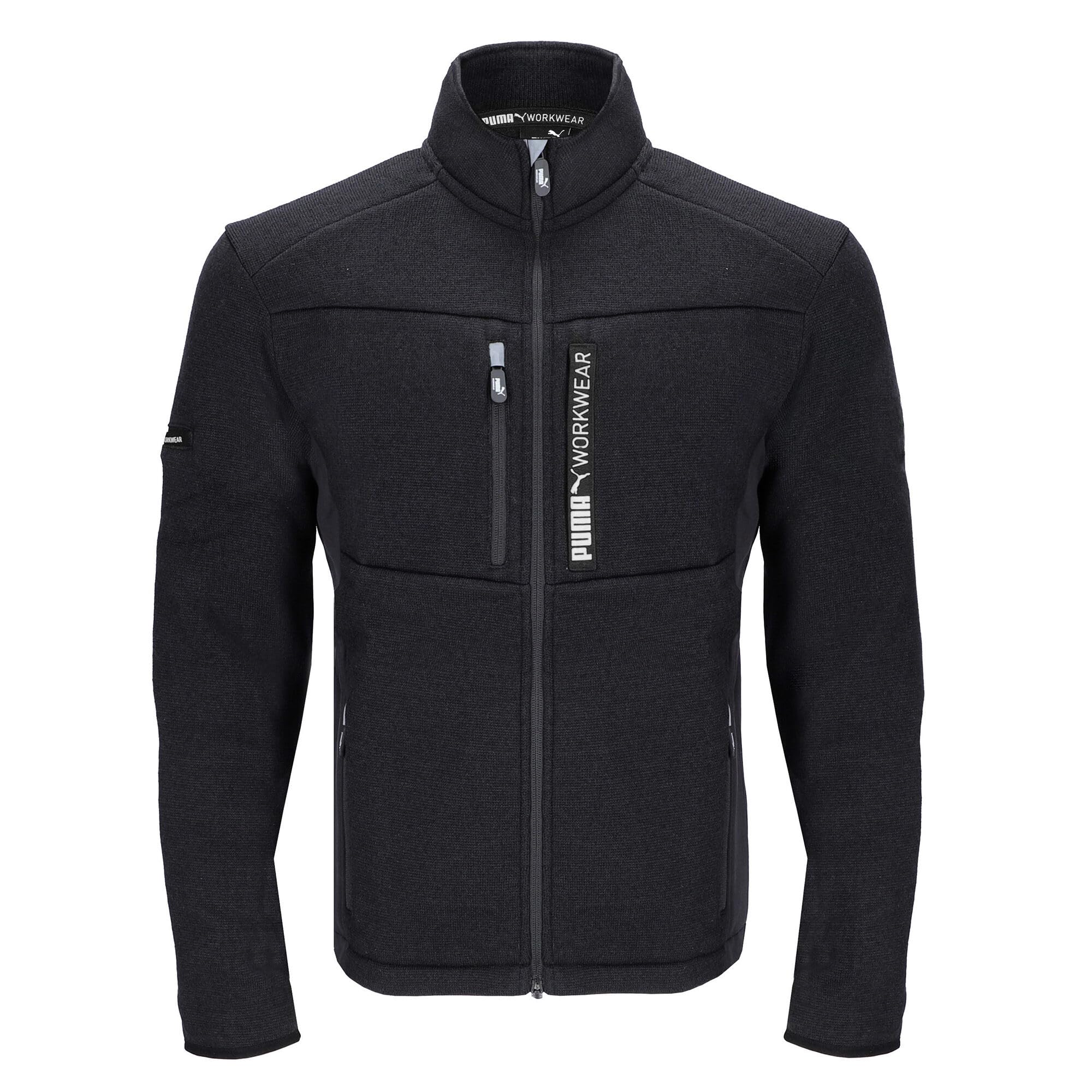 PUMA Veste polaire Workwear pour homme - Col montant - Dos allongé - Poche pour stylo sur le bras droit - 6 poches - Deux poches poitrine et latérales - Deux grandes poches intérieures