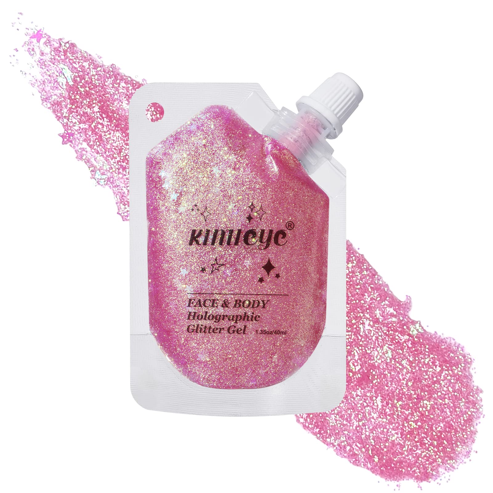 Holographic Face Glitter Gel Body Shimmer Makeup for for Hair, Face, Clavicle, Arm, Nail, Eyeshadow, Long Lasting Waterproof Mermaid Sequins Party