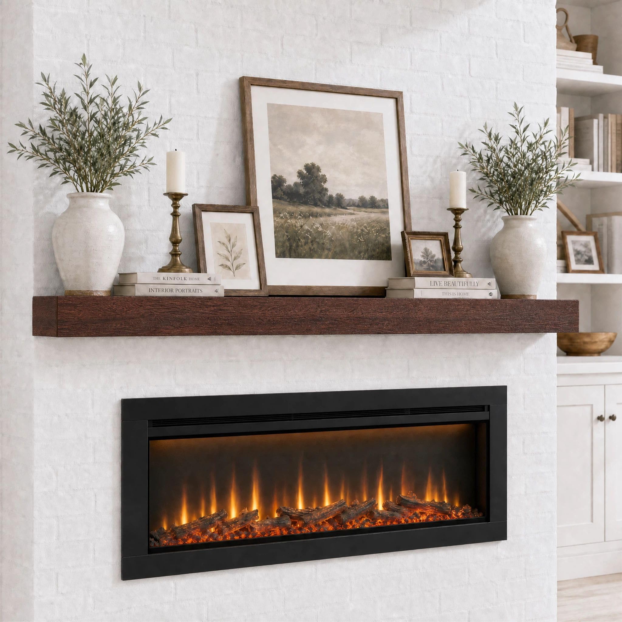 Photo 1 of QianYong 60Inch Solid Wood Fireplace Mantel Shelf