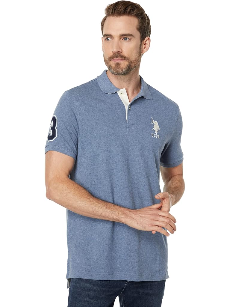 U.S. POLO ASSN. Slim Fit Big Horse Polo with Stripe Collar