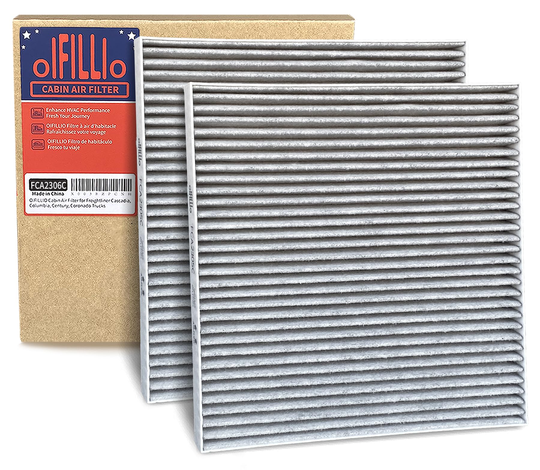 Cabin Air Filter for Freightliner M2 106 112, 108SD 122SD 114SD Trucks Select Models, Replace ABP N10g 36000006, AF26427, PA5359, 49082, PA10188, Activated Carbon (4 sets, 8pcs in total)
