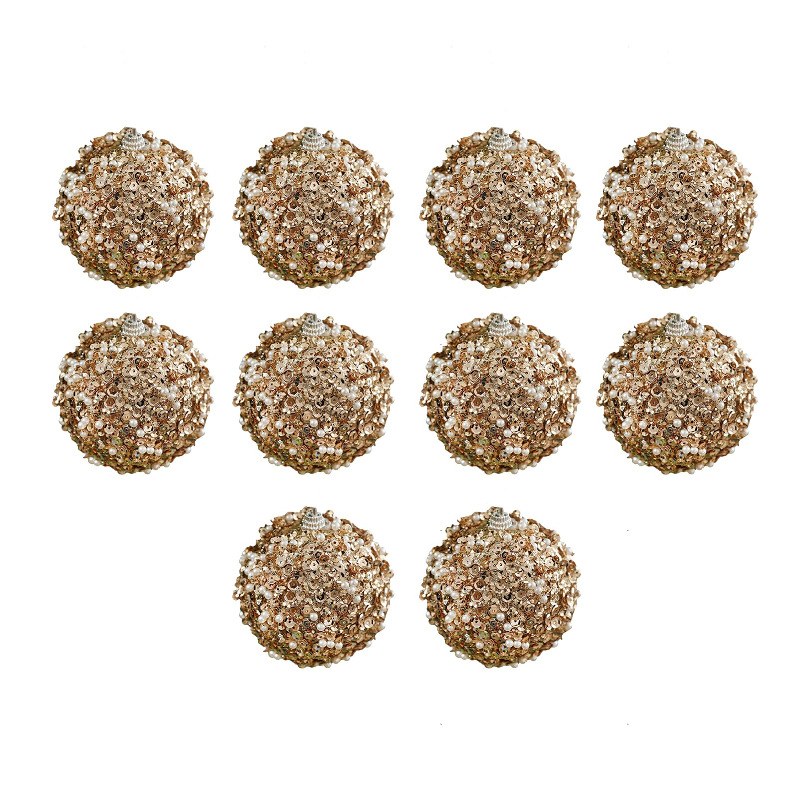 Tsophreniq 10Pcs Shatterproof Christmas Tree Baubles Festival Glittering Sequins Hanging Ornaments for Holiday Parties Decoration Seasonal Celebration Accent