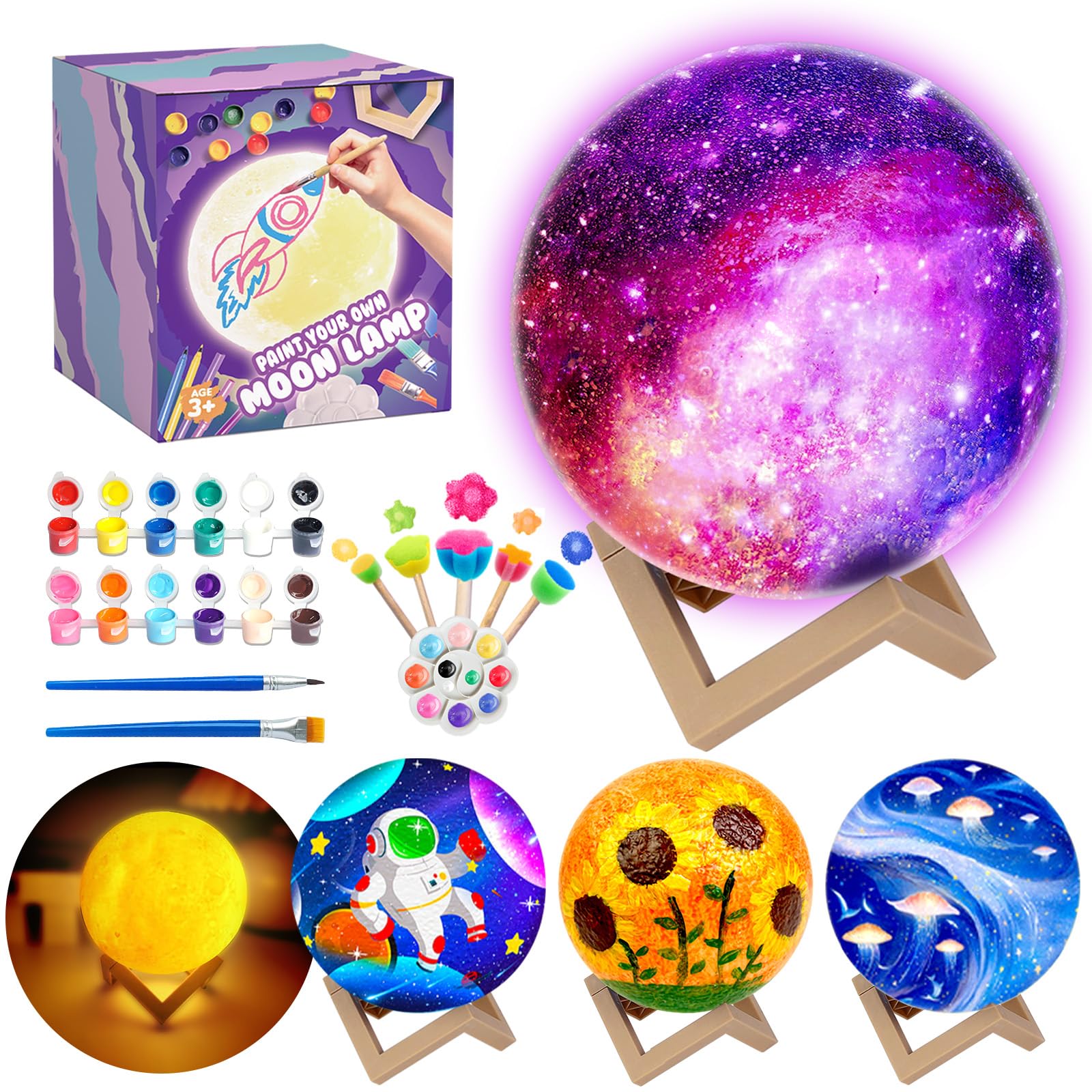 Paint Your Own Moon Lamp Kit, DIY Christmas Crafts Night Light, Arts & Crafts for Kids Ages 8-12, Painting Kit for Girls Boys Age 4 5 6 7 8+, Art Supplies Creative Gift for Birthday, Party