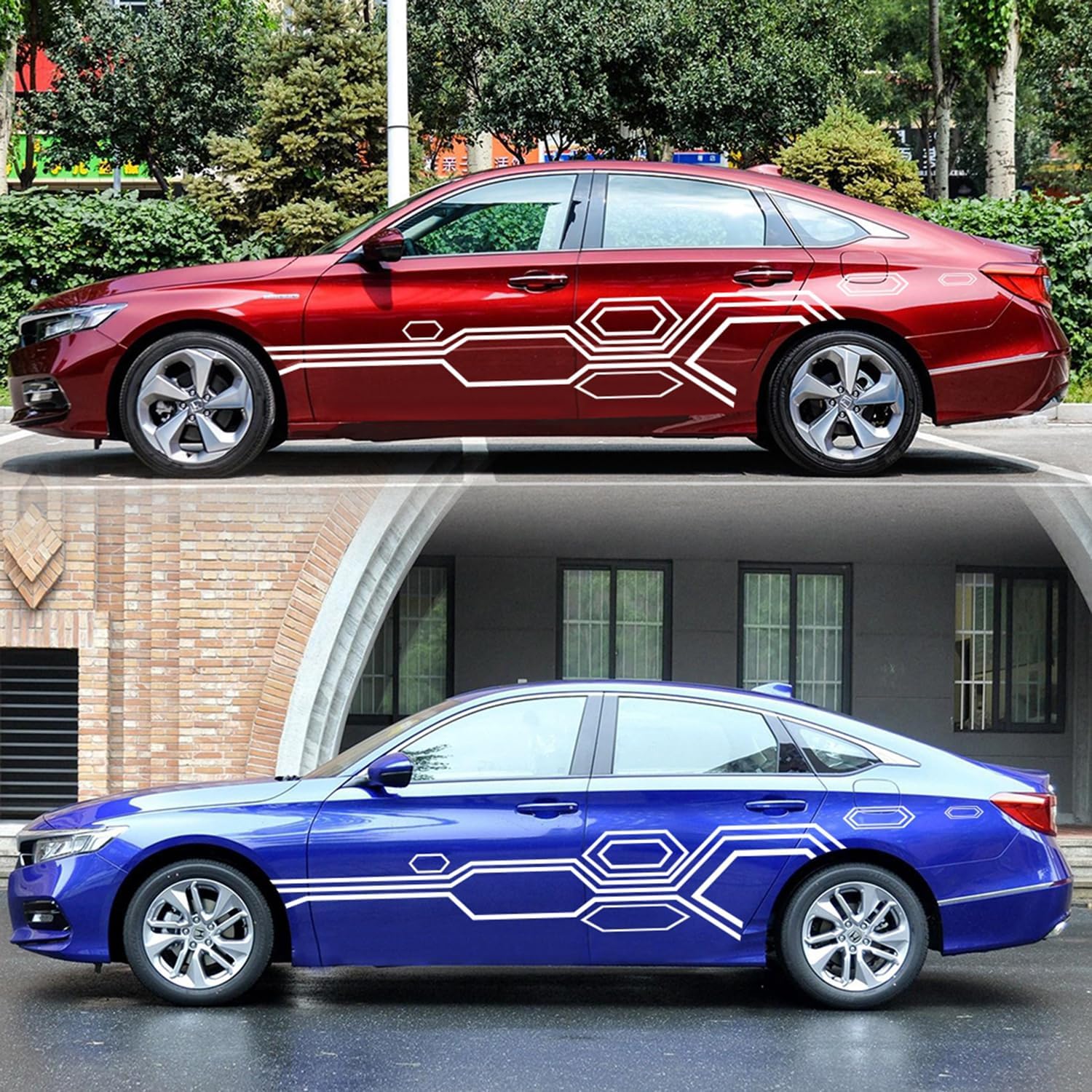 Amazon.com - Car Body Decals Grids Stripes Graphics Car Side Stickers ...
