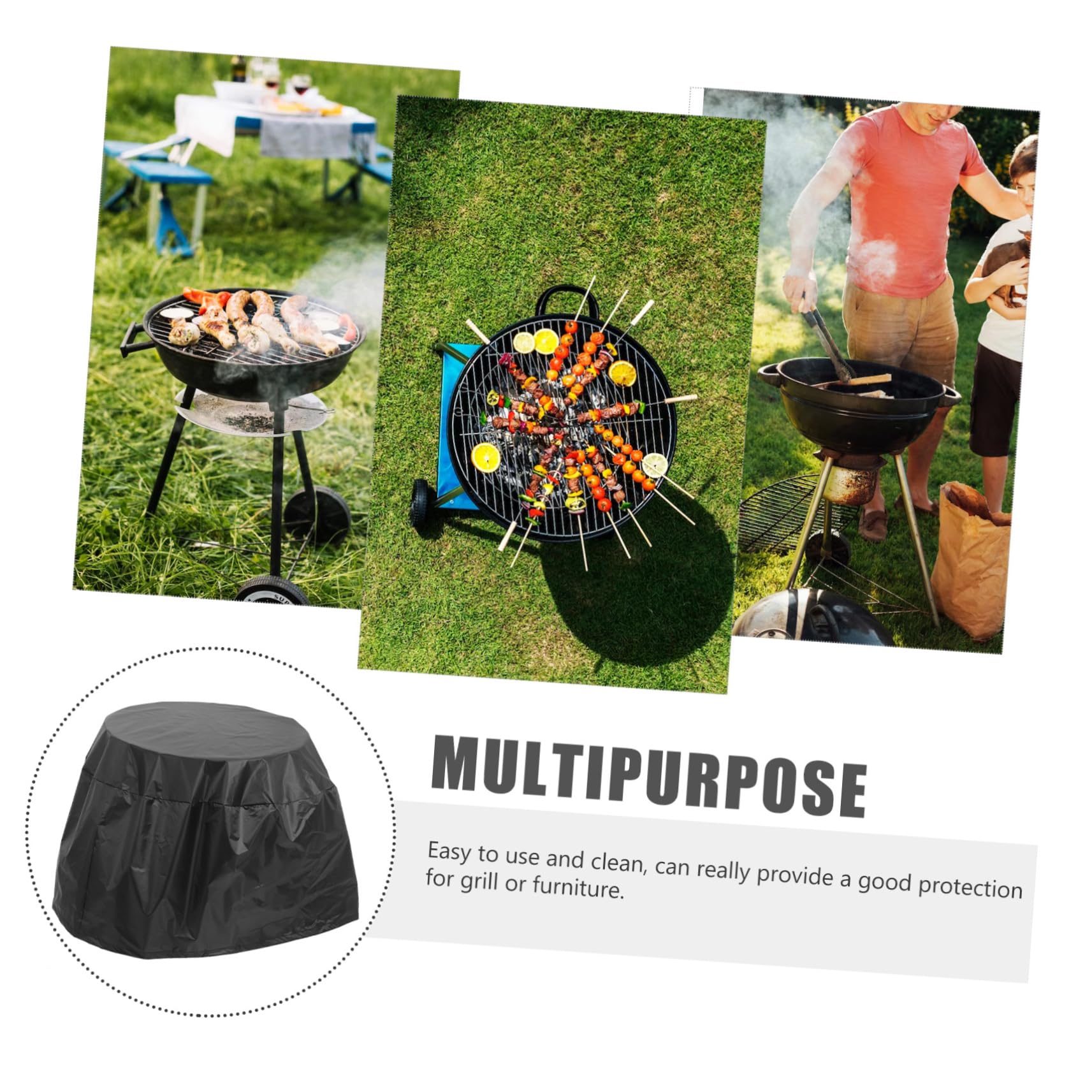iplusmile 4 Pezzi Copertura per Barbecue Rotonda Oxford Protezione per Esterno Resistente e Leggera