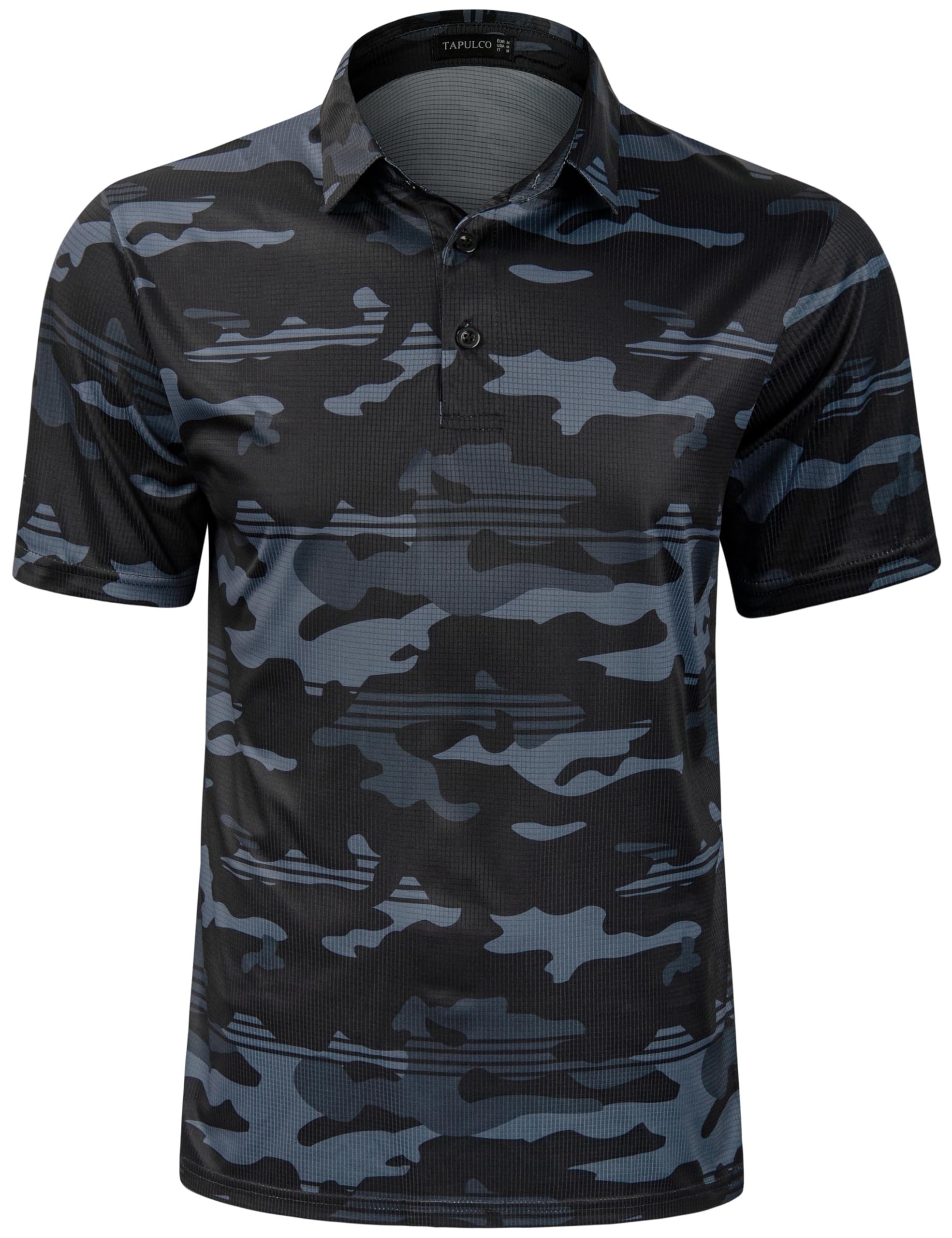 Mens Short Sleeve Modern Printed Performance Moisture Wicking Polo Activewear Golf Collared T-Shirts