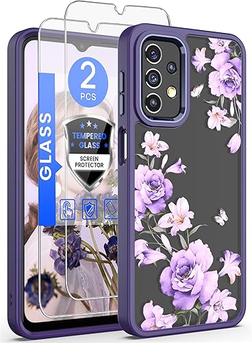Dretal Funda para Samsung A23 4G5G, Galaxy A23, protector de pantalla de vidrio templado, grado militar, parte trasera dura y borde suave, funda