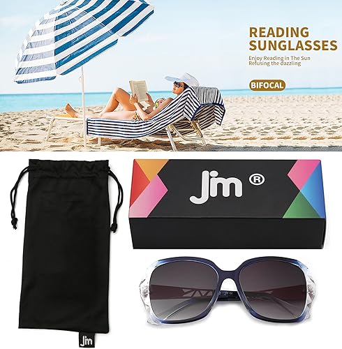 Miniatura 6 de JM Gafas de Sol Bifocales para Lectura para Mujeres, Moda, Diseño Cuadrado Grande, Gafas de Sol para Leer al Aire Libre, Protección UV400,