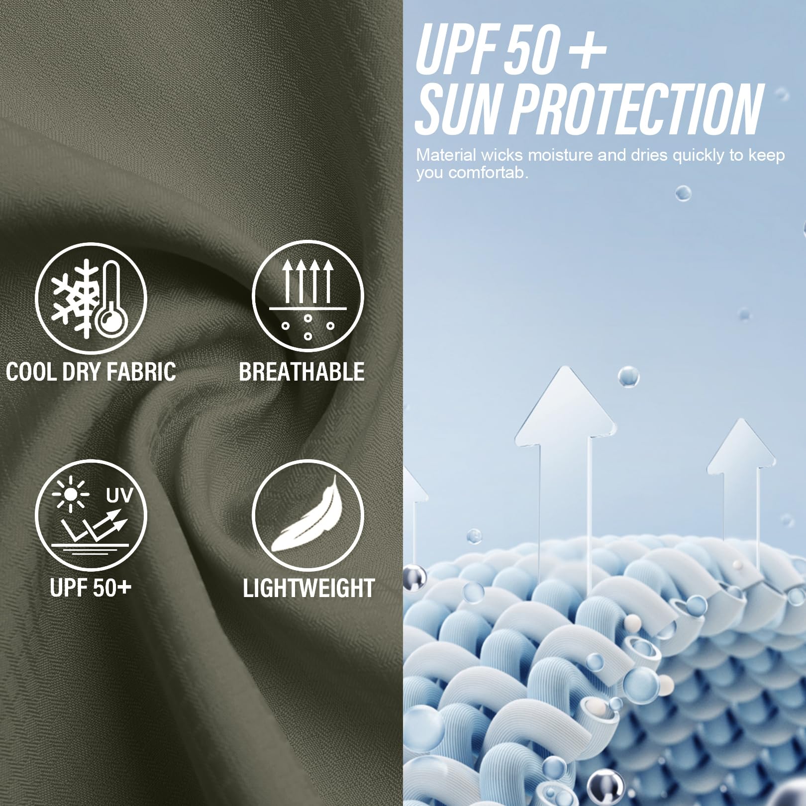 yeyity Camisa de exterior para hombre, manga larga, UPF50+, protección UV, transpirable, de secado rápido, para senderismo, pesca, trekking