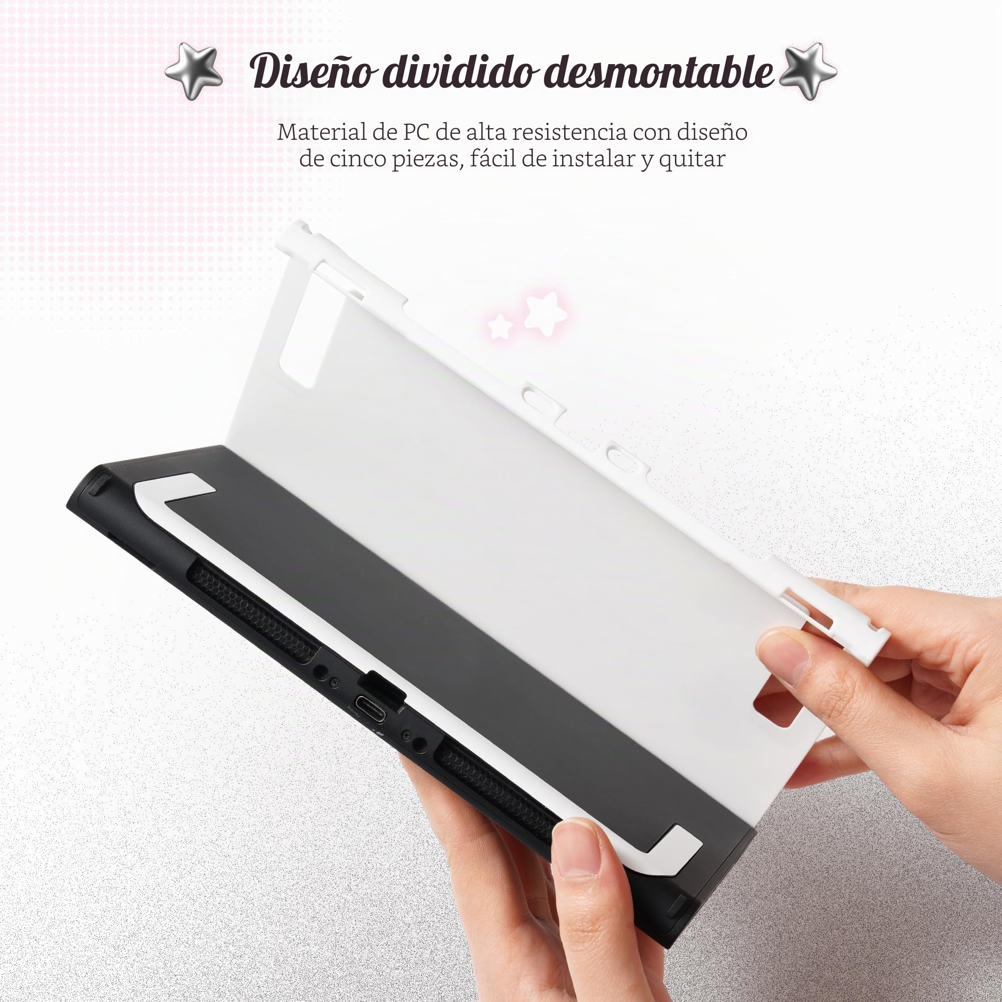 GeekShare Carcasa protectora compatible con Switch 2, funda acoplable de dibujos animados Kawaii compatible con Switch 2, diseño antiarañazos y de absorción de golpes, diseño de Star Kitty