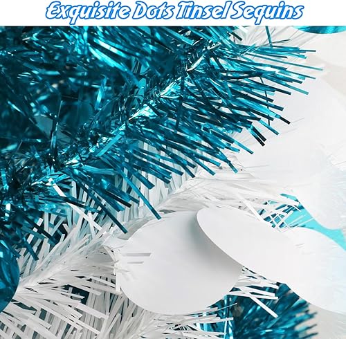 Miniatura 4 de Árbol de Navidad desplegable negro de 5 pies, árbol de Navidad artificial plegable, lápiz de oropel de Halloween con luz (90 LED), decoración de