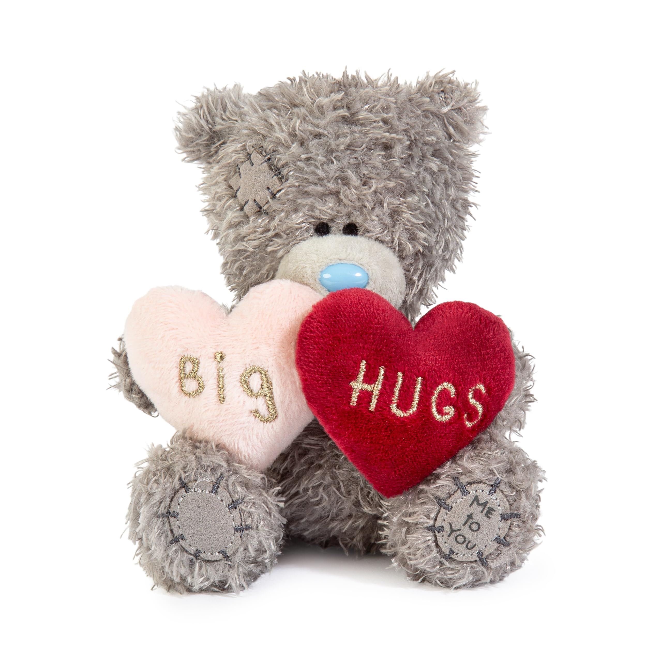 Me To You Tatty Teddy Plush 10cm-High Big Hugs Bear With Padded Faux Fur Hearts - Official Collection