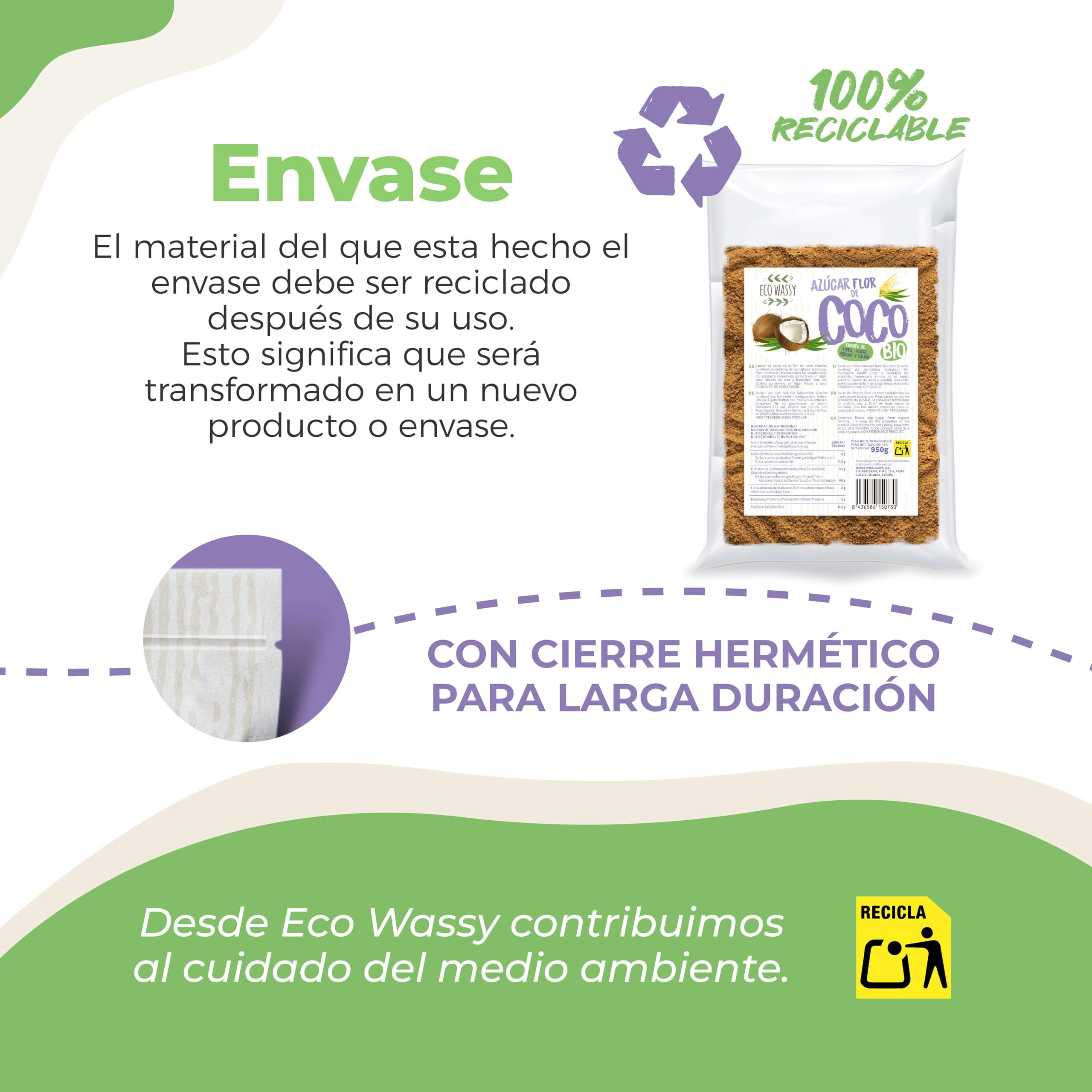 Azúcar De Flor de Coco Orgánico 950g Sin Gluten Bajo Índice Glucémico Vegano