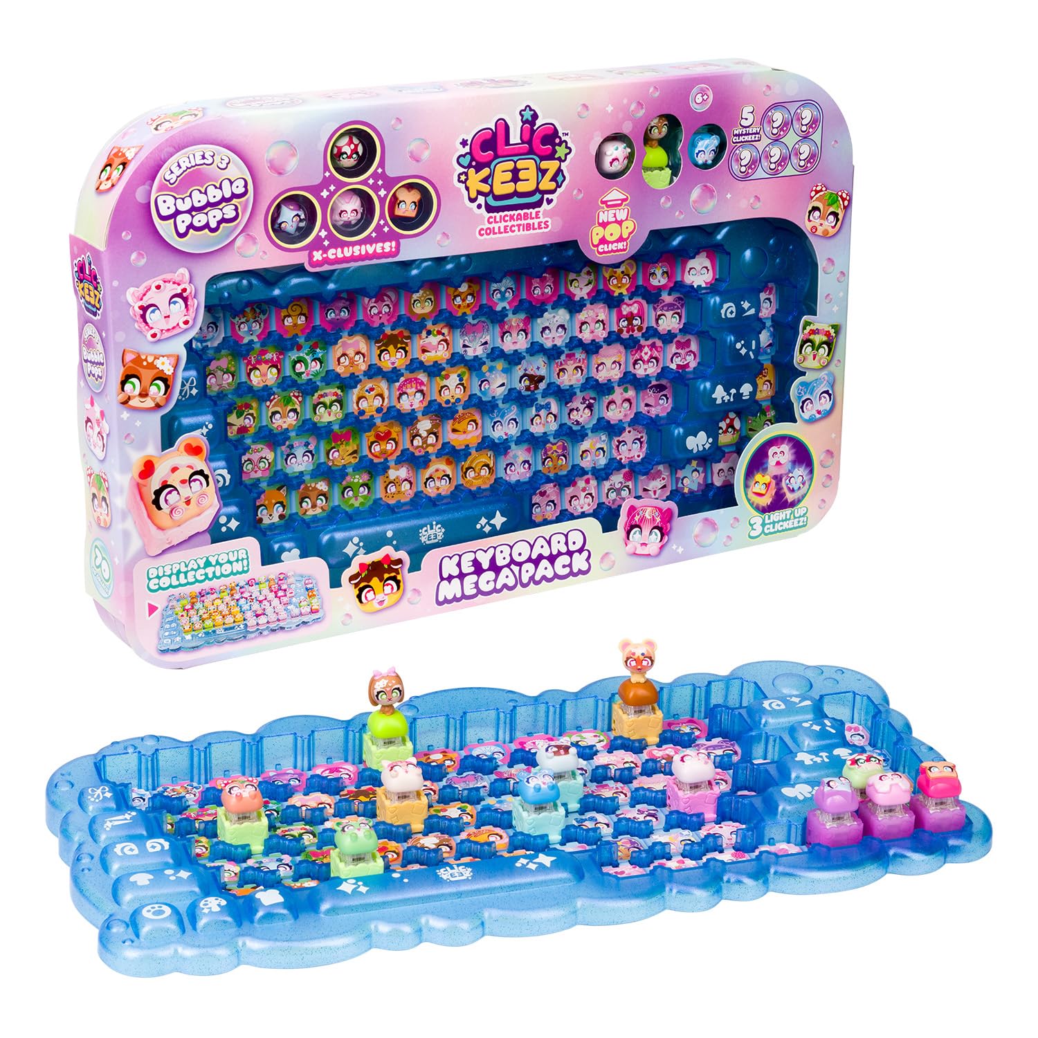 Clickeez Keyboard Mega Pack - Series 3 (Bubble Pops) | Includes 12 Clickable Keyboard Collectibles and Collector Case! | 70 Characters To Find, Cute Themes & Rare Surprises | Ages 6+