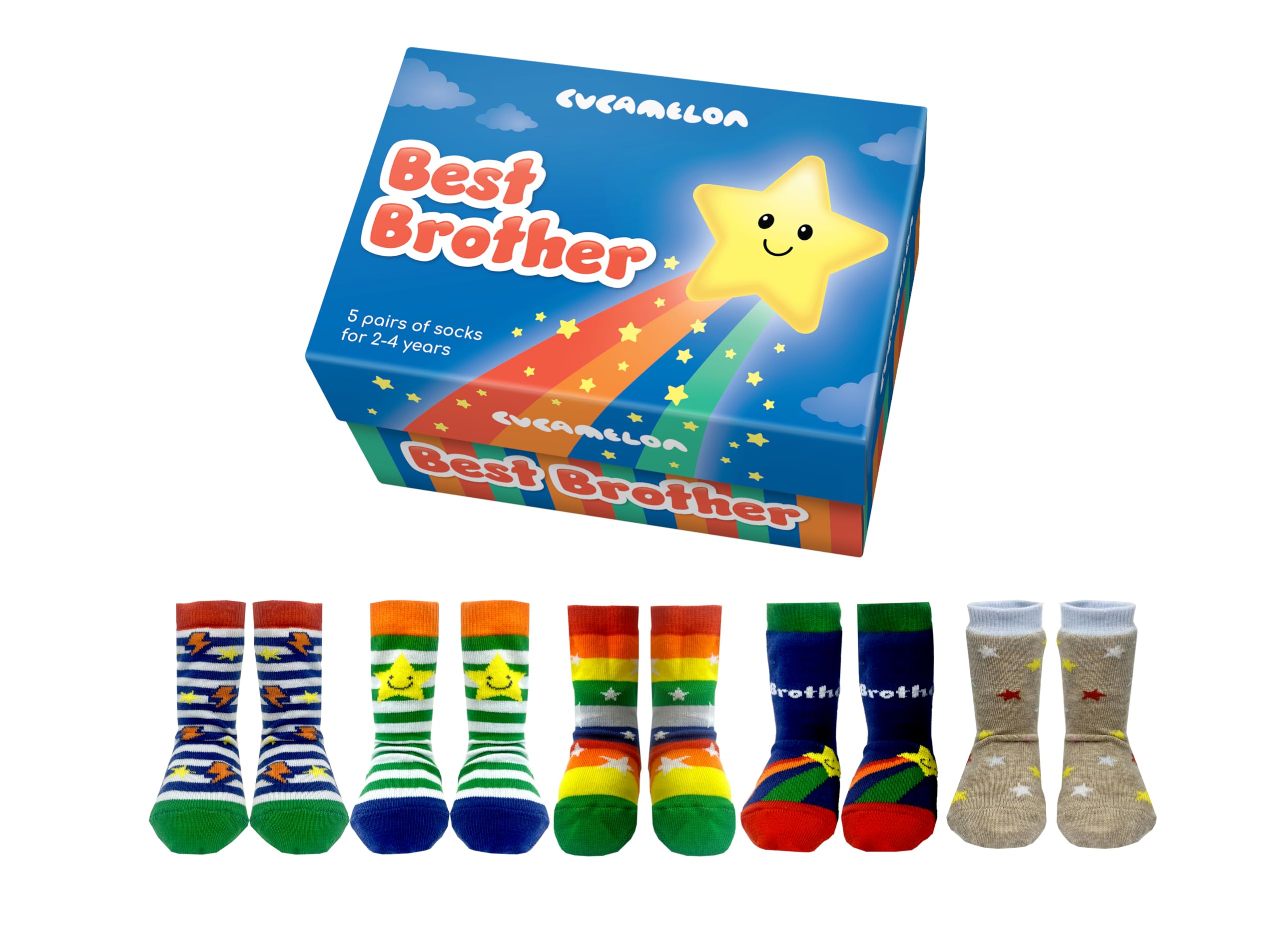 Cucamelon - BIG BROTHER SOCKS FOR 2 TO 4 YEAR OLD 5 MATCHING PAIRS