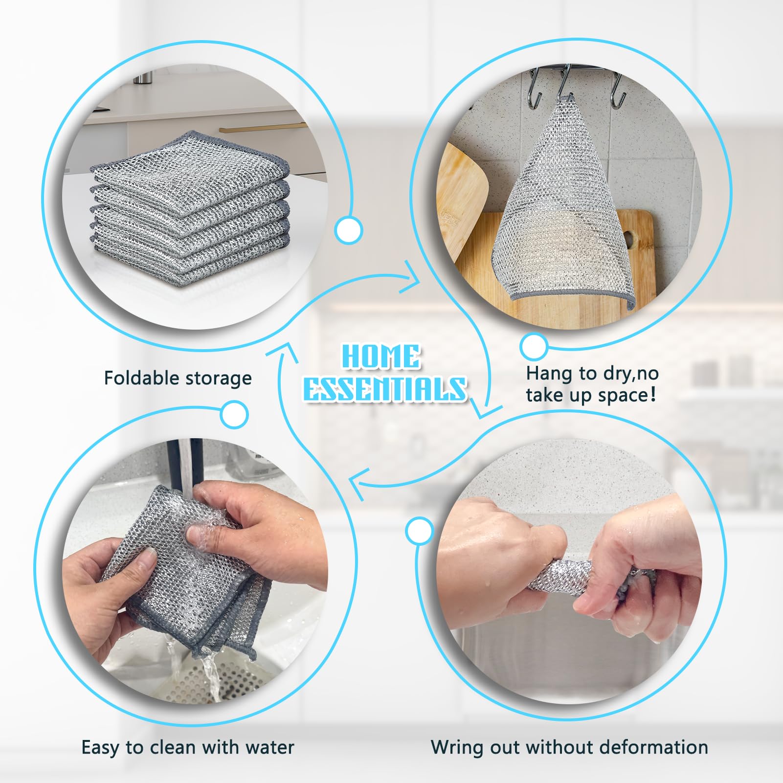 Strofinacci Multiuso In Filo Metallico - 10 Pezzi 30x30 Cm - Foto 11