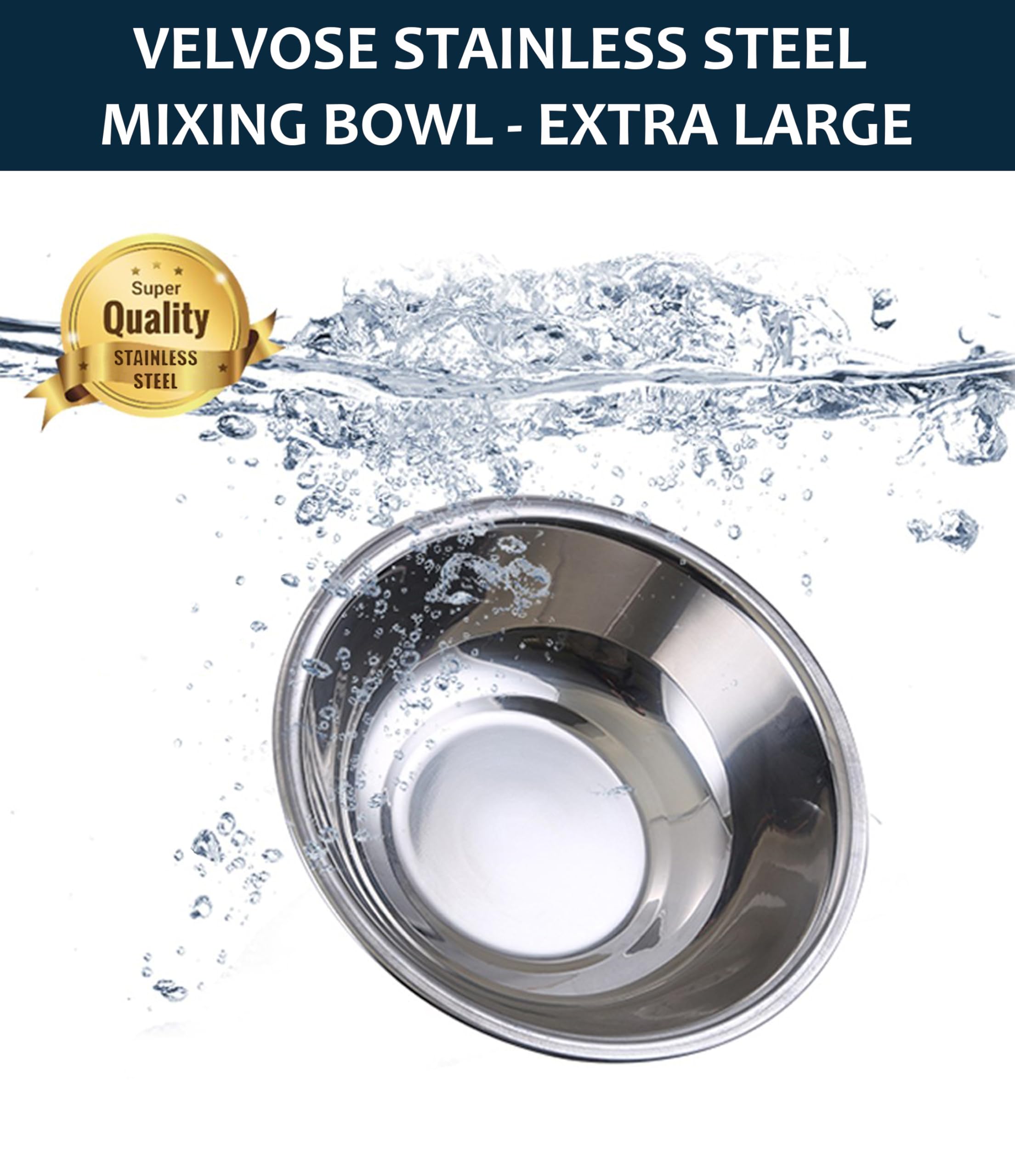 Ciotola in acciaio inox extra large 50,8 cm diametro 15,5 cm altezza 1 pezzo