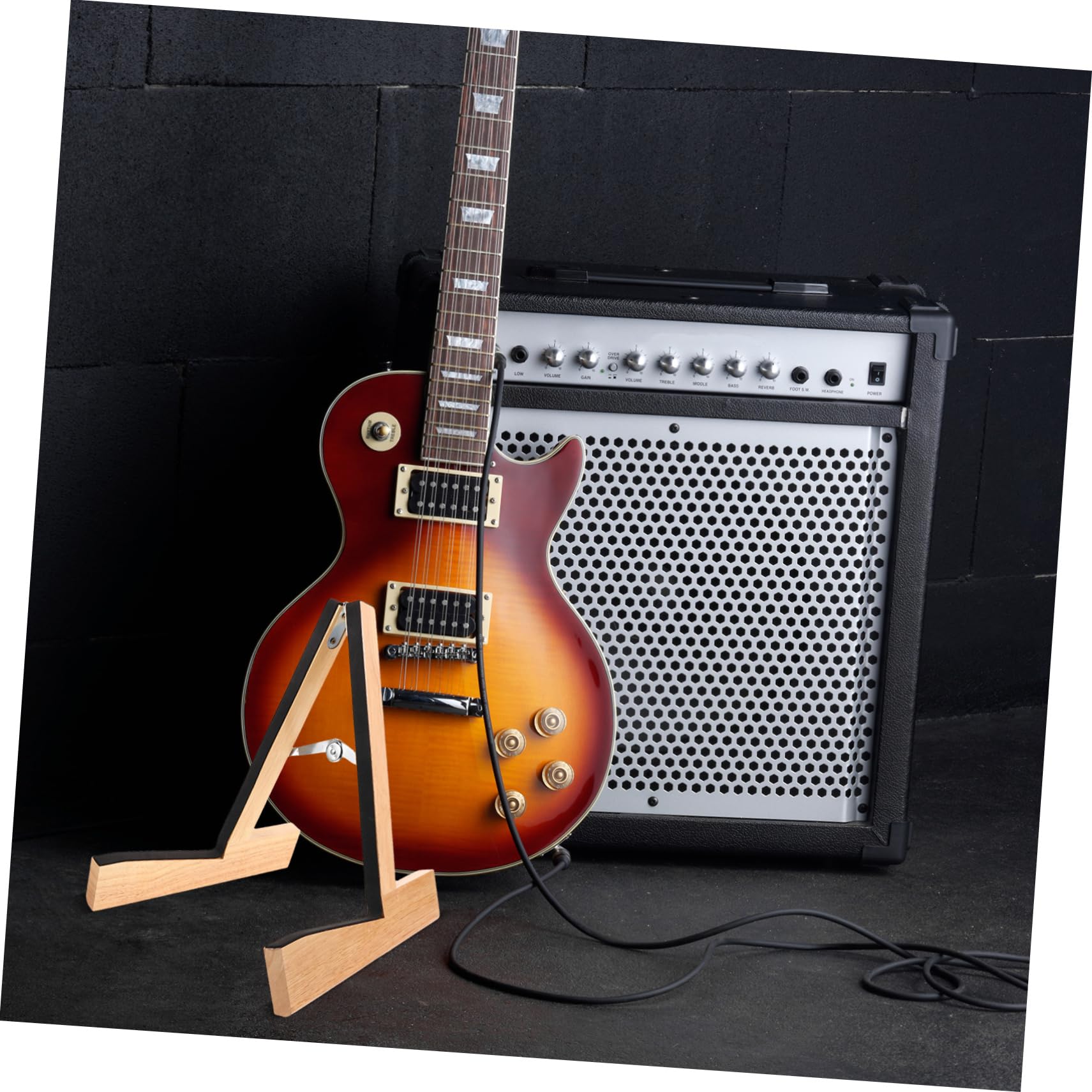 minkissy Stojak Gitarę Drewniany Składany Stabilny i Wytrzymały pod Kątem Gitar Akustycznych Elektrycznych i Klasycznych Idealny Do Domu i Sceny