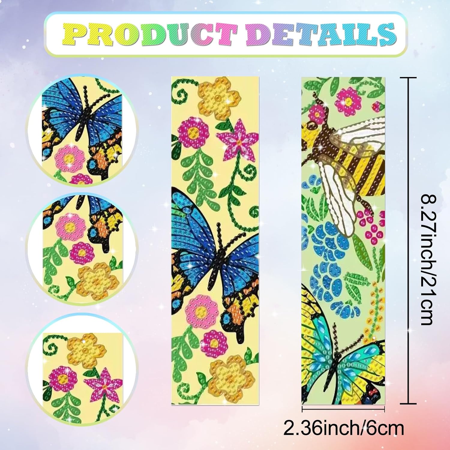 beinkmake 10Pcs Butterfly Flowers 5D Diamond Art Bookmarks Dragonflies Bee Moth Diamond DIY Painting Bookmarks Rhinestones Beaded Acrylic Tassel Bookmark for Adult Beginner Crafts