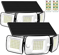 Vista 12 de intelamp Luces solares impermeables para exteriores, 6000 mAh, 1200 lúmenes, funciona con energía solar, doble sensor de movimiento, iluminación