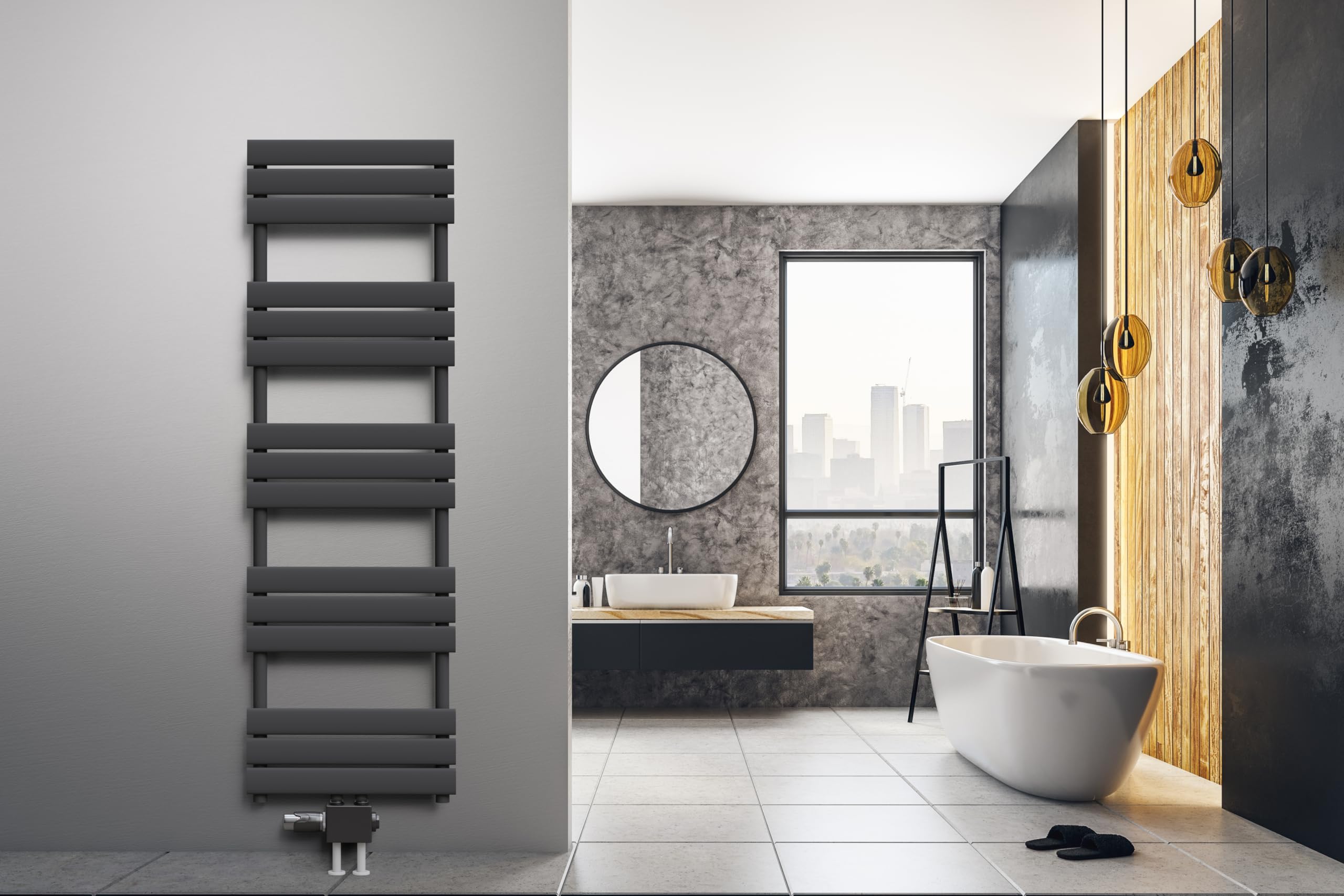 VILSTEIN® Universal Heizkörperanschluss Set [MIT THERMOSTAT] - Multiblock Anschluss für Heizung - Zweirohrsystem Hahnblock Schwarz - Ventilhahnblock Amaturensystem - Durchgangs - & Eckanschluss