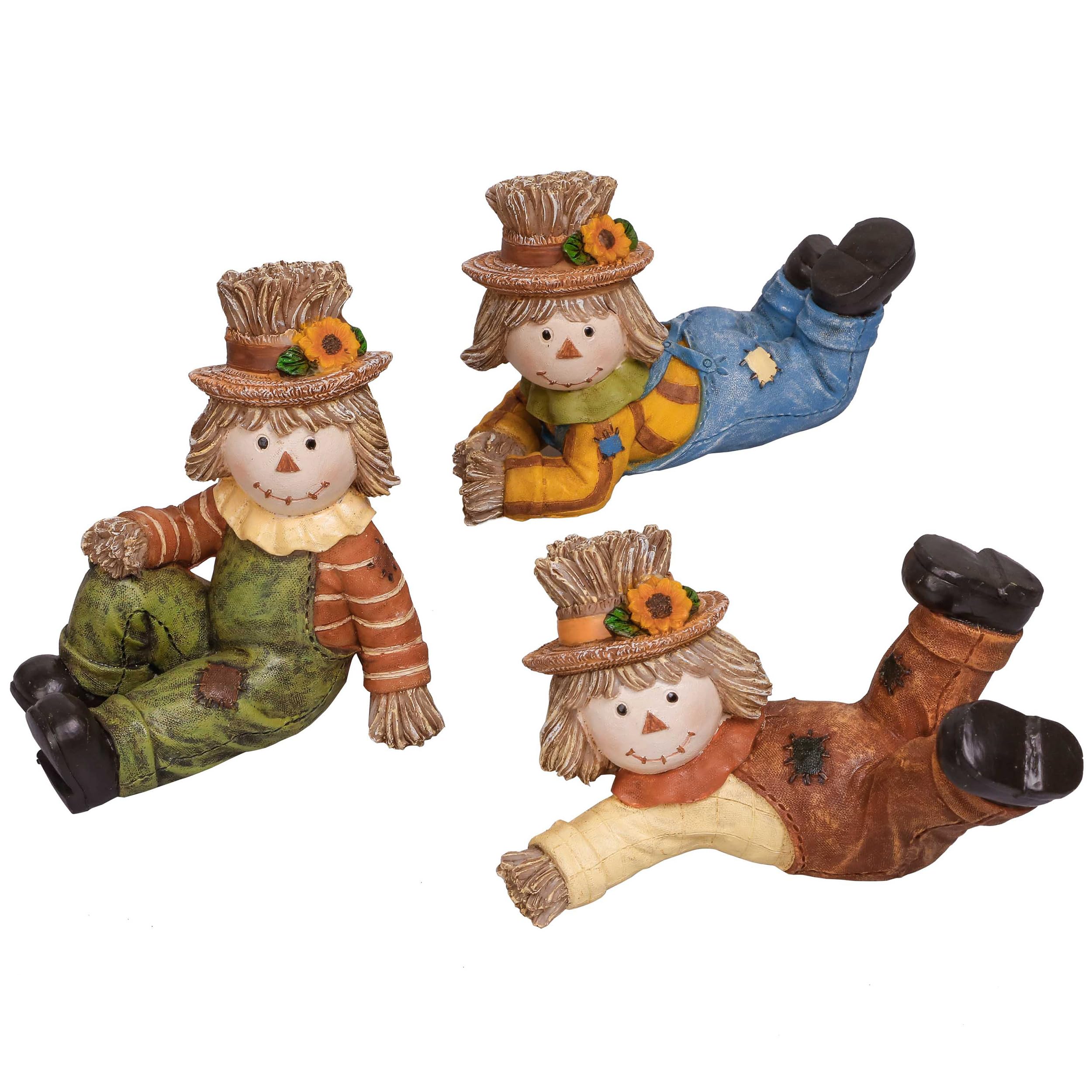 Figurines épouvantail d'automne Valery Madelyn lot de 3 statues de récolte de saison