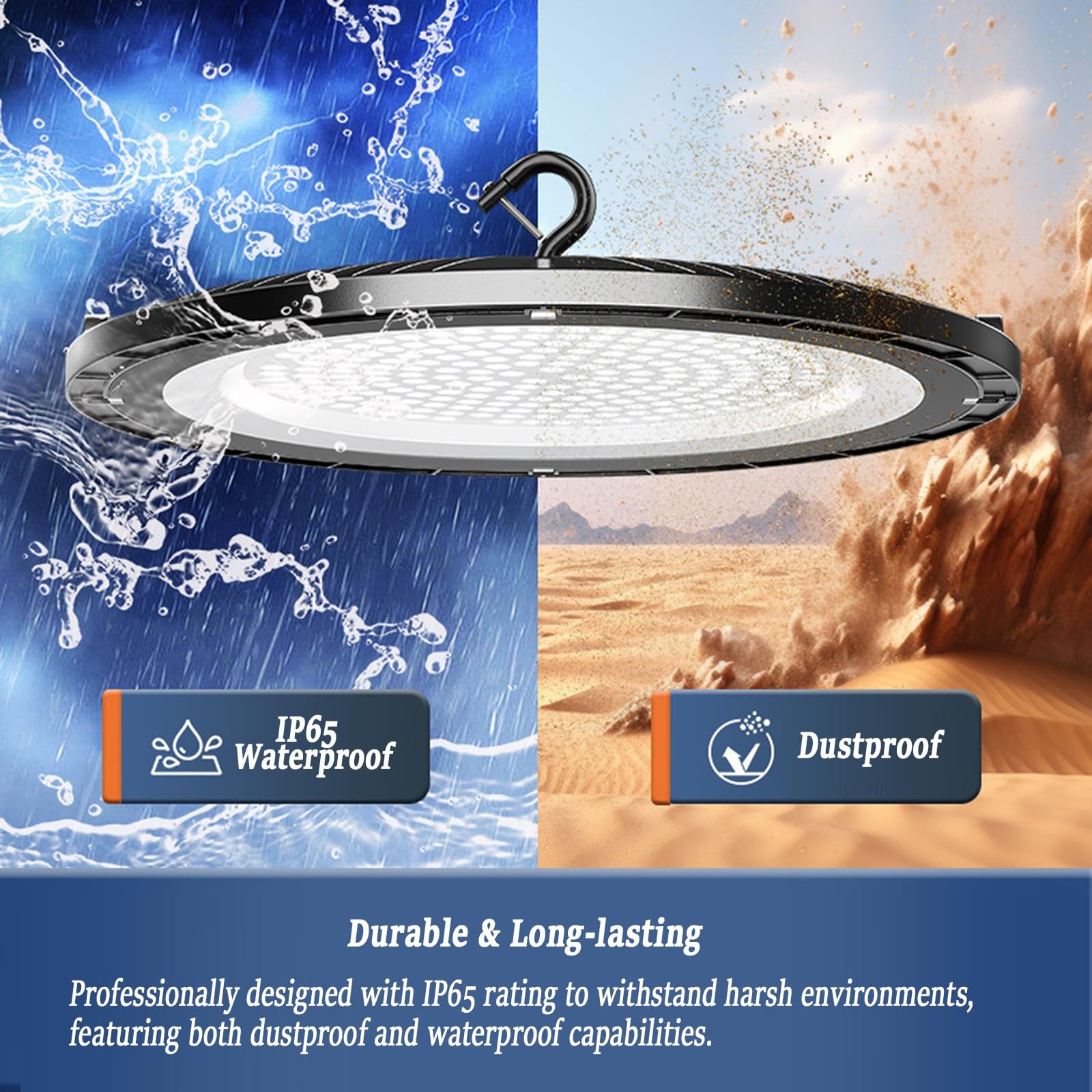 150W 4 Pack UFO High Bay Light LED Shop Lights 22000LM Garage Lights 6000K Barn Industrial Lamp IP65 — view 4