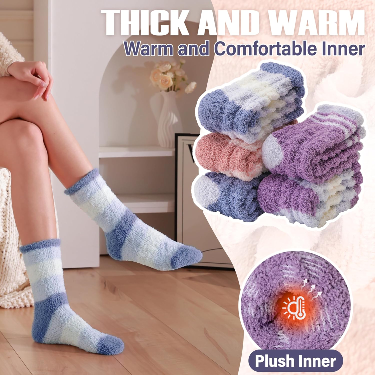 ANTSANG Womens Fuzzy Socks, Fluffy Cozy Winter Comfy Fleece Slipper Socks image 3